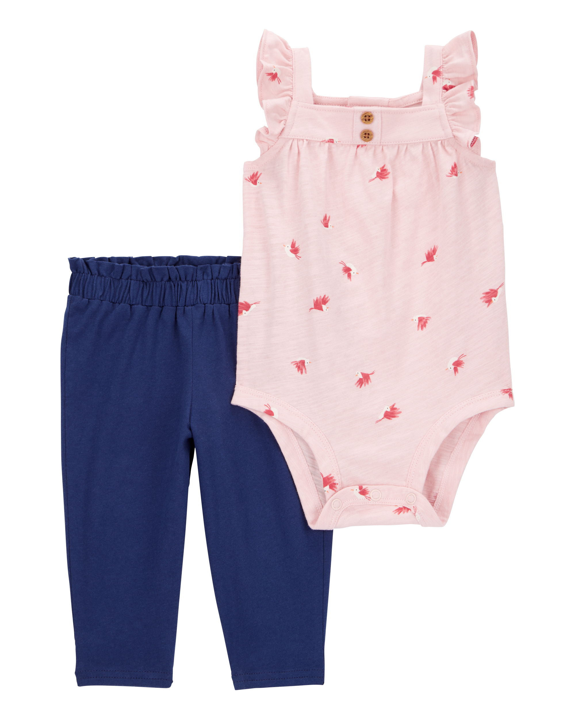 Baby 2-Piece Printed Bodysuit Pant Set - Pink/Navy