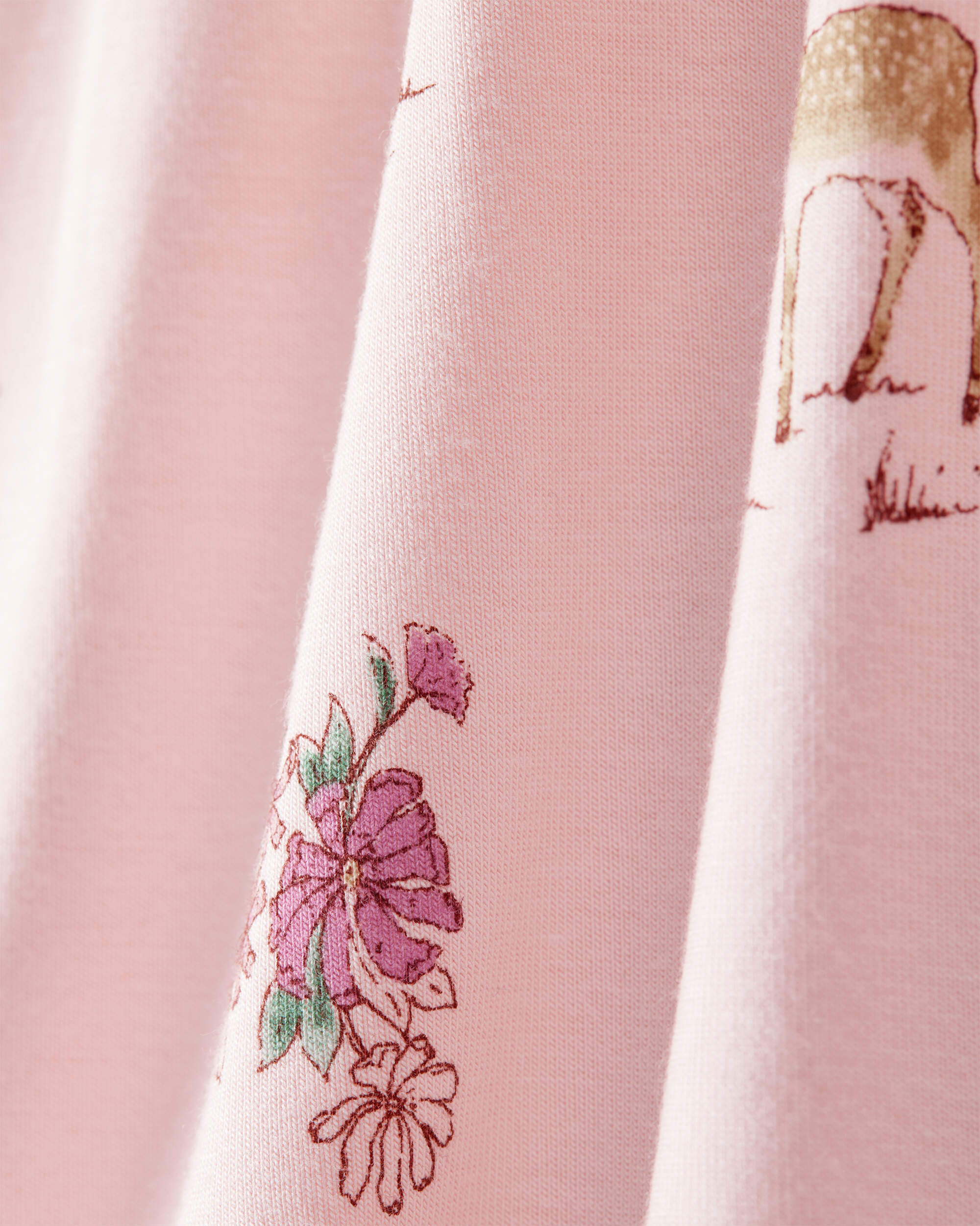 Baby Girl Deer & Floral Print PurelySoft Sleeper - Pink