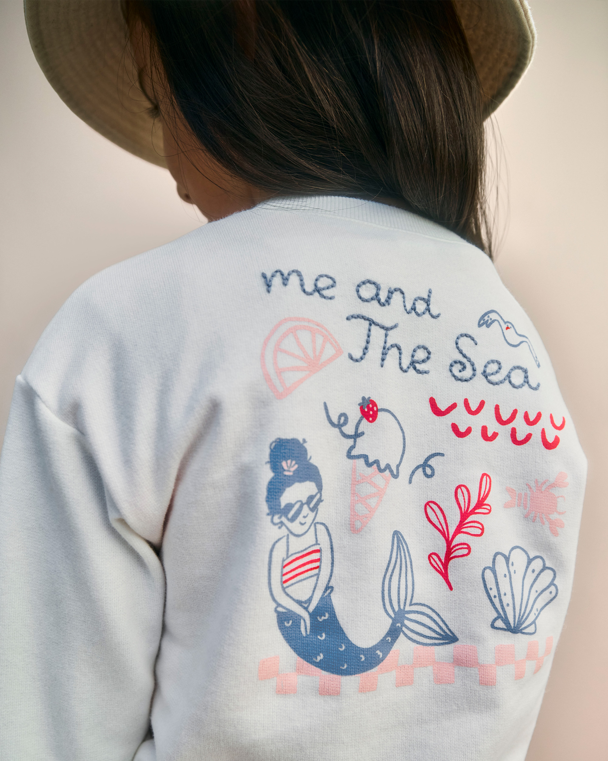 Toddler Girl Mermaid French Terry Pullover Sweatshirt - Ivory