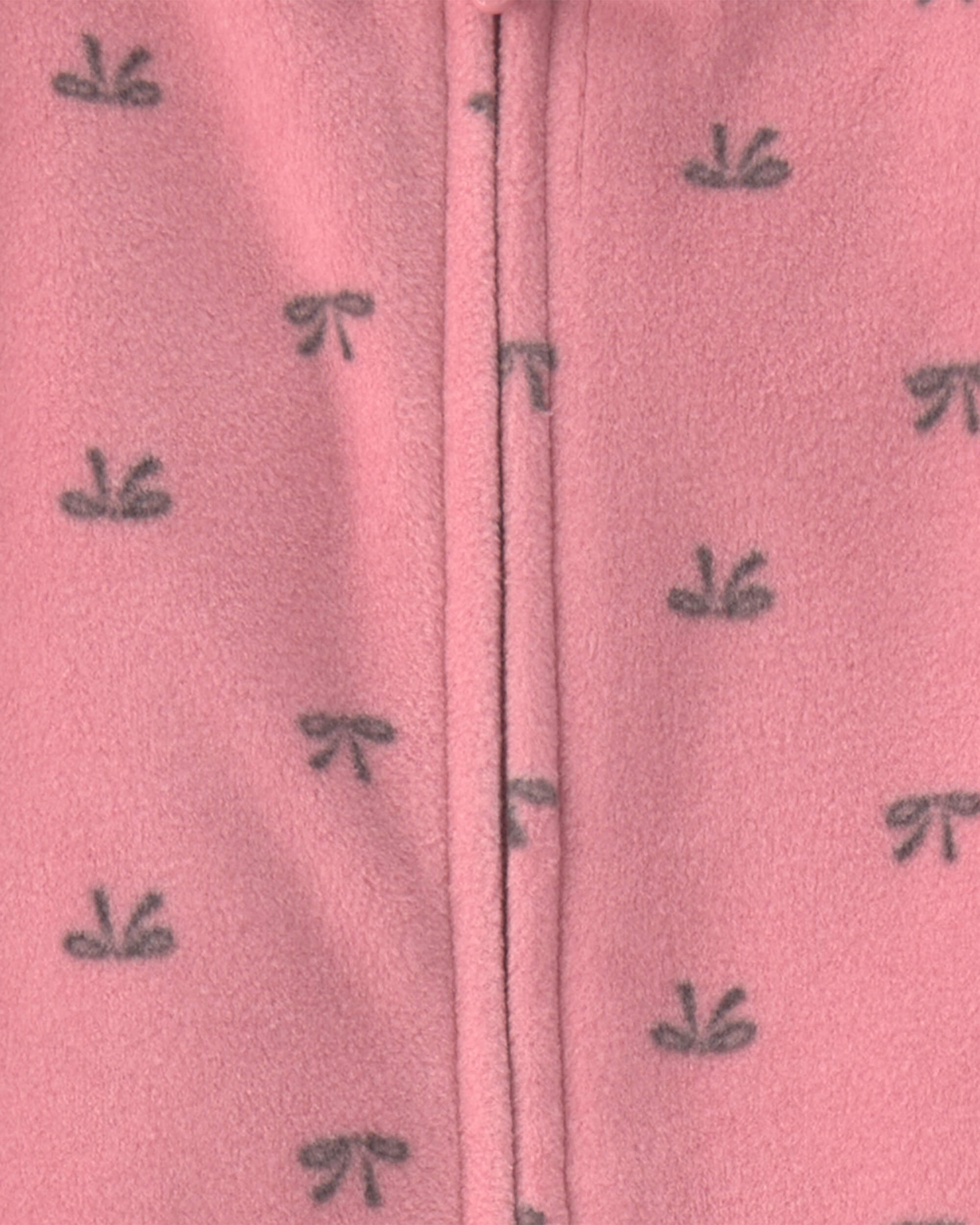 Baby Girl 2-Pack Leopard Fleece 2-Way Zip Sleep & Play Pyjamas - Pink/Brown