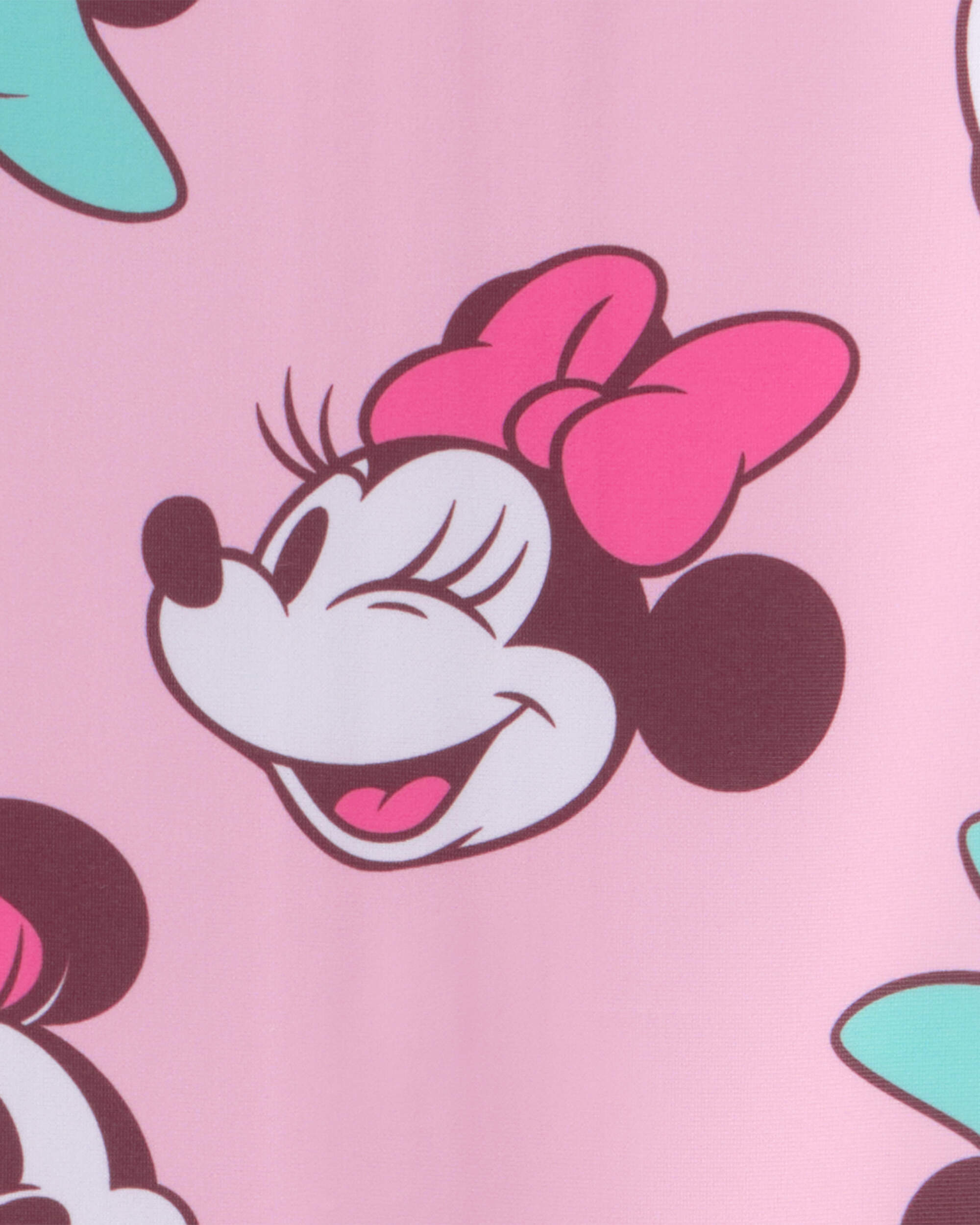 Baby Girl Disney© Minnie Mouse Gingham Long-Sleeve 1-Piece Swimsuit - Pink