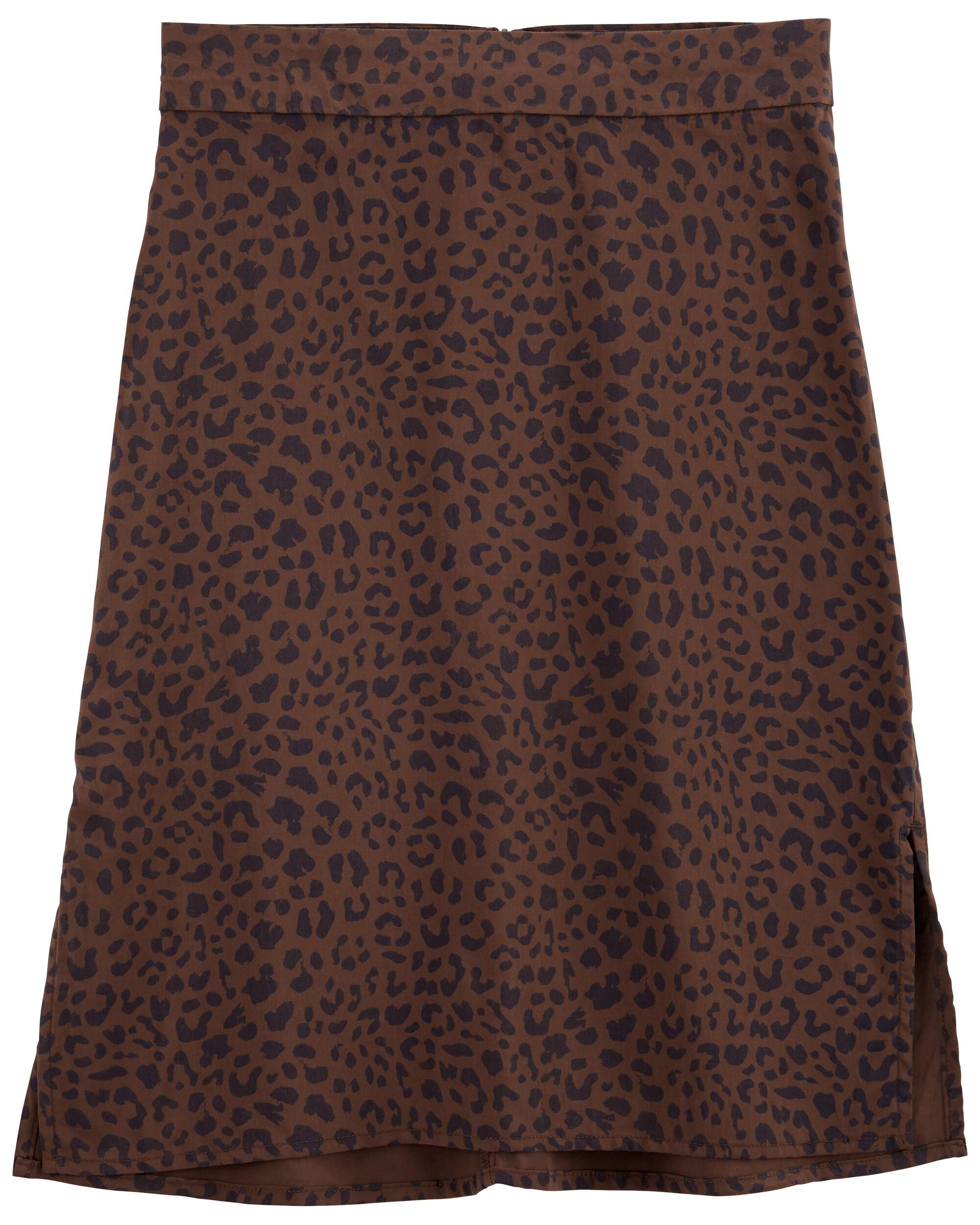 Leopard Rayon Midi Skirt