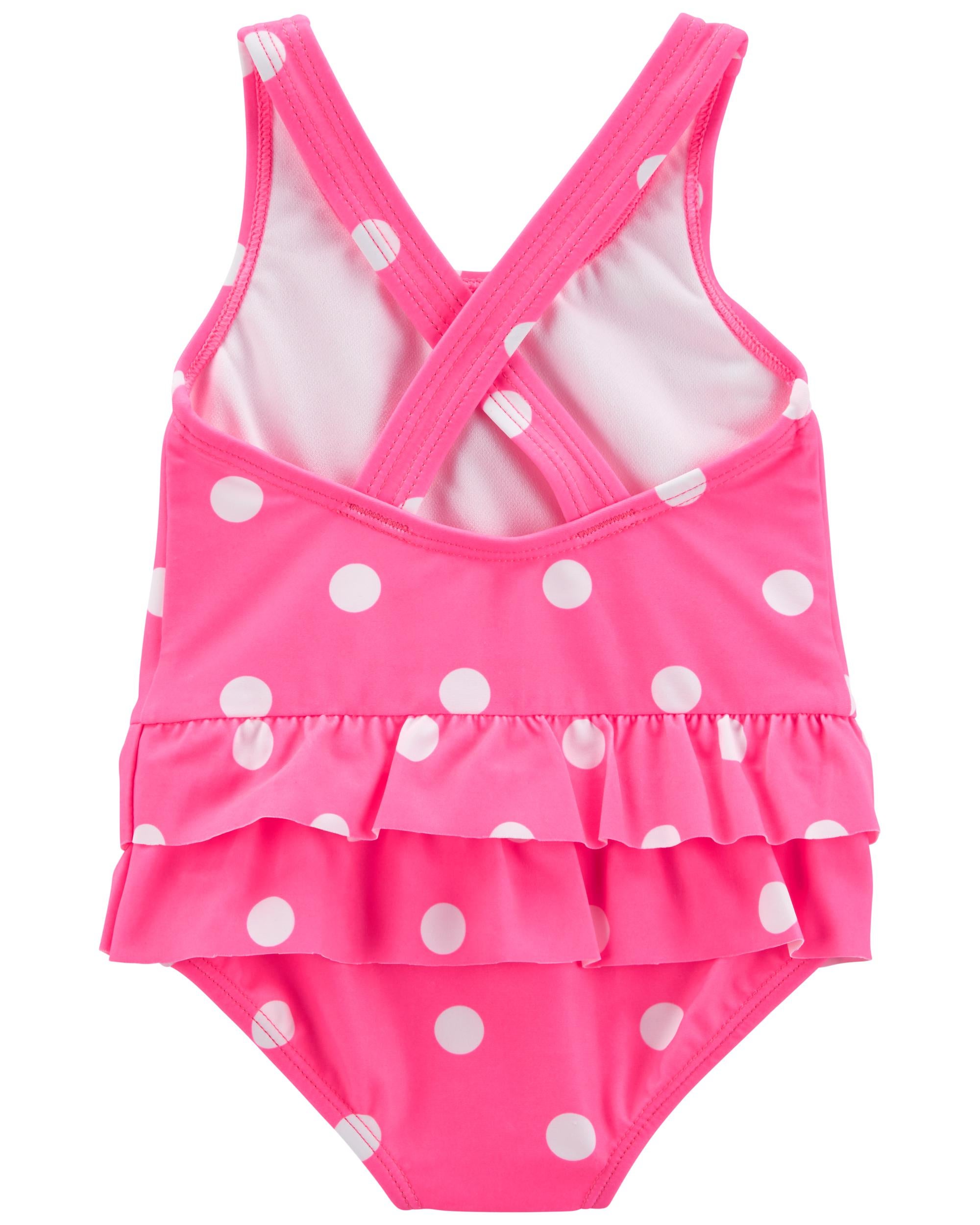 Pink 1 Piece Polka Dot Swimsuit Carter s Oshkosh Canada