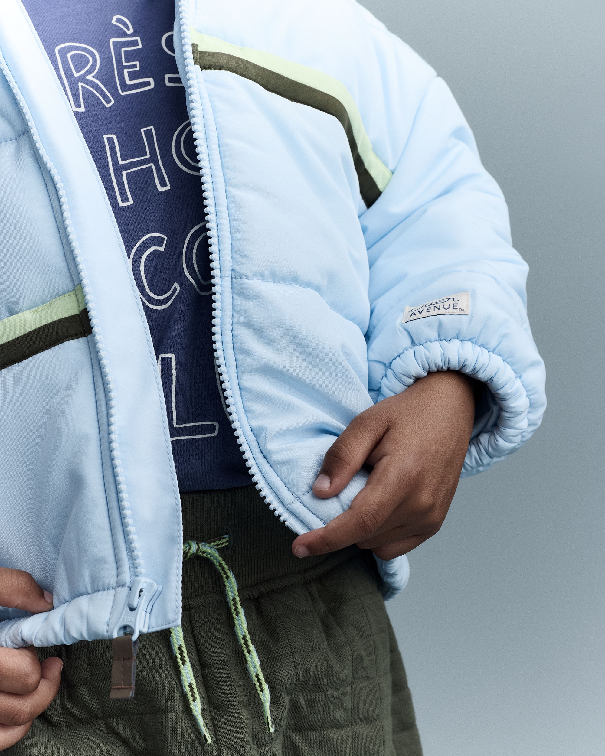 Toddler Boy Zip-Up Hooded Puffer - Light Blue