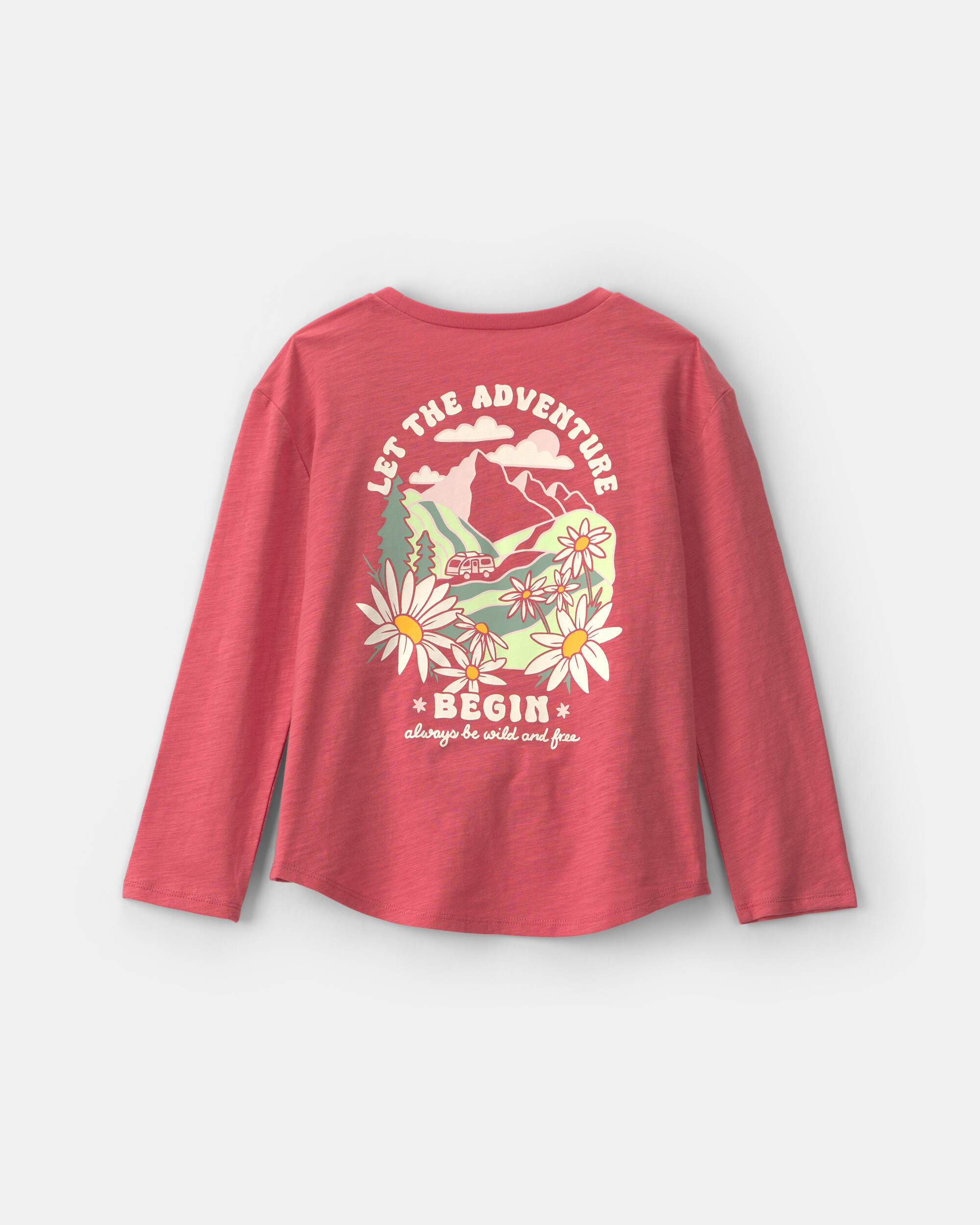Girls Floral Long-Sleeve Top - Red