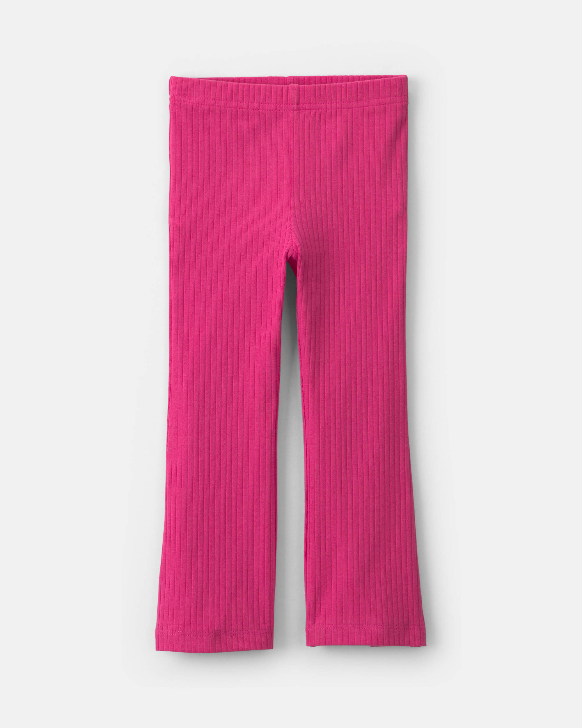 Toddler Girl Ribbed Pull-On Stretch Flare Leggings - Pink