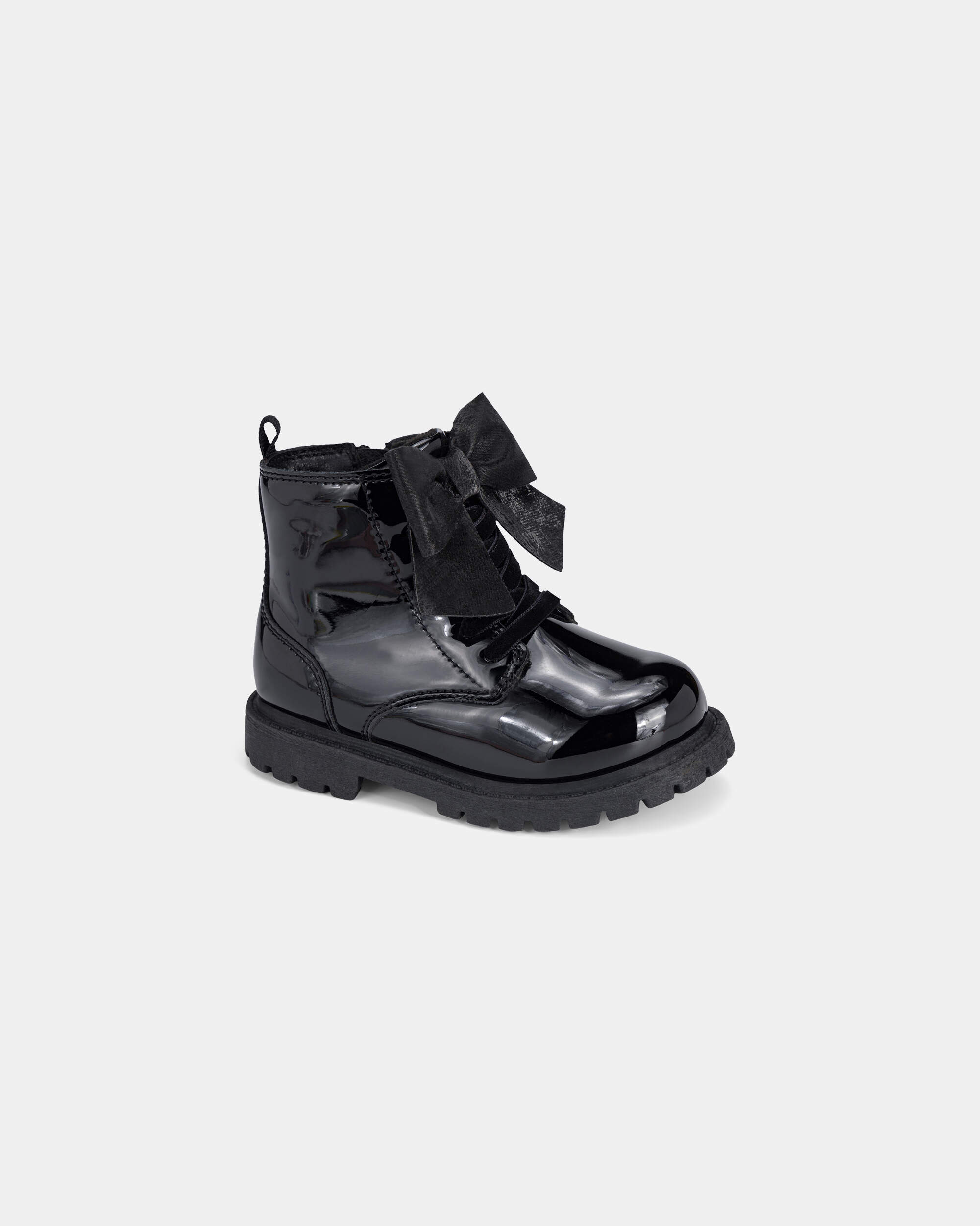 Toddler Girl Bow Combat Boots - Black