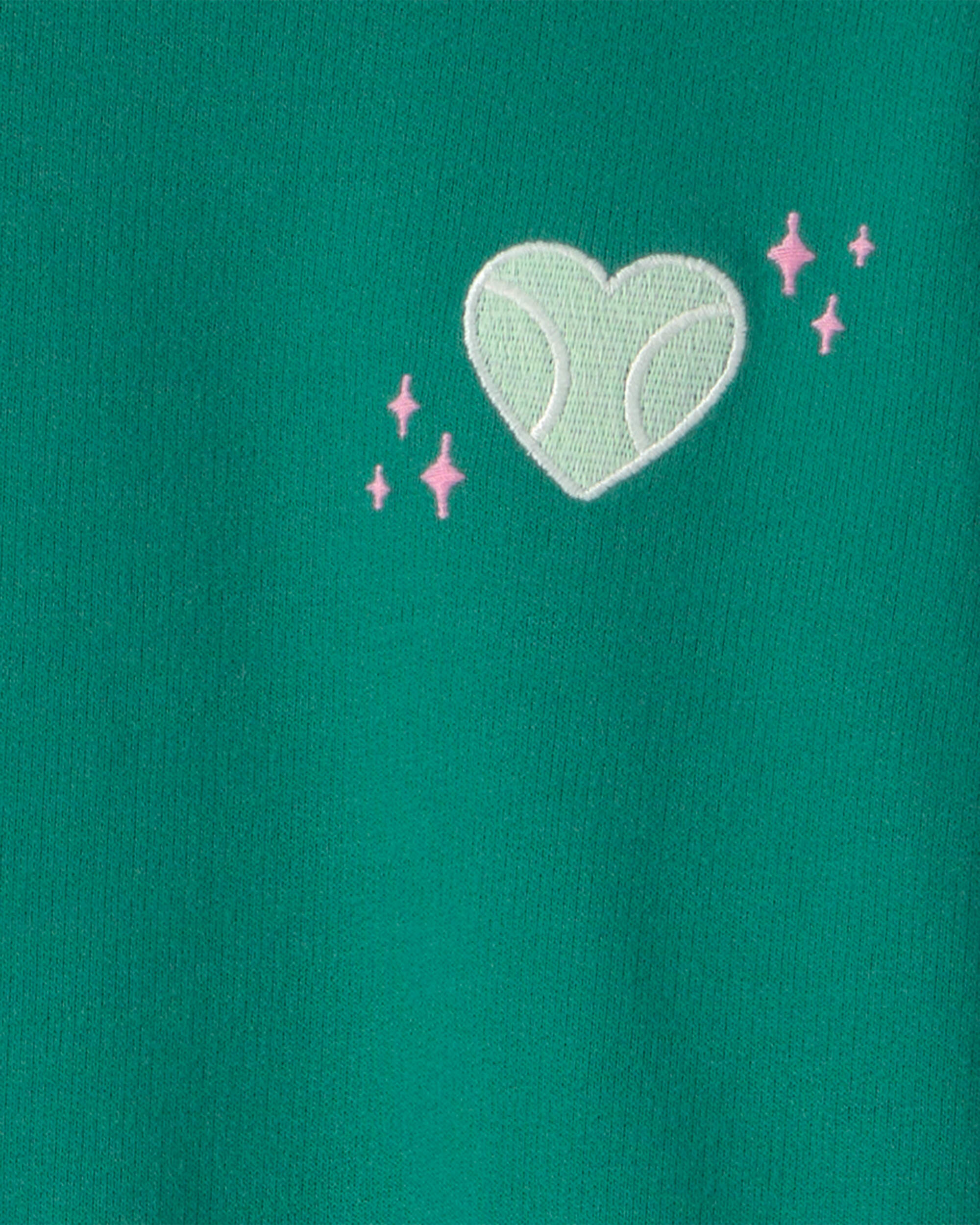 Girls Tennis Heart French Terry Pullover Sweatshirt - Green