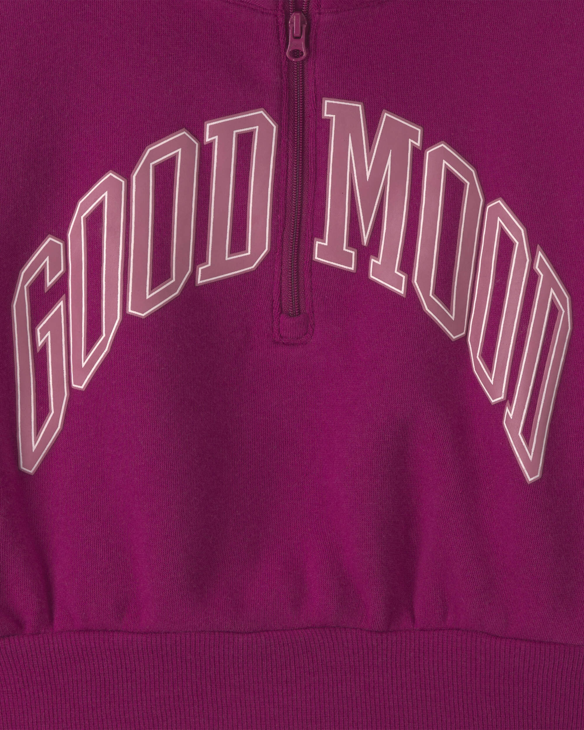 Girls 'Good Mood' Fleece Pullover Sweatshirt - Burgundy