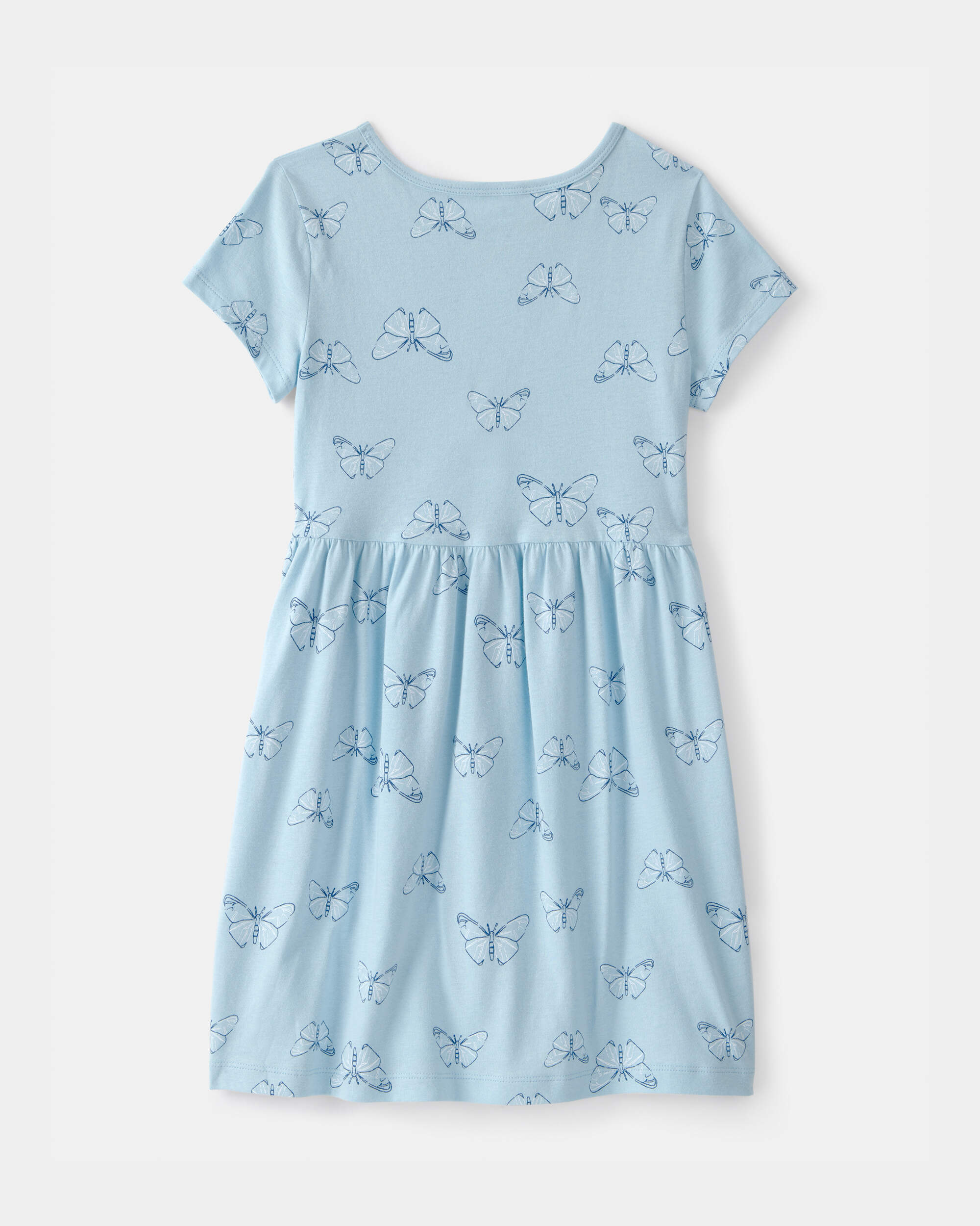 Girls Butterfly Short-Sleeve Dress - Blue
