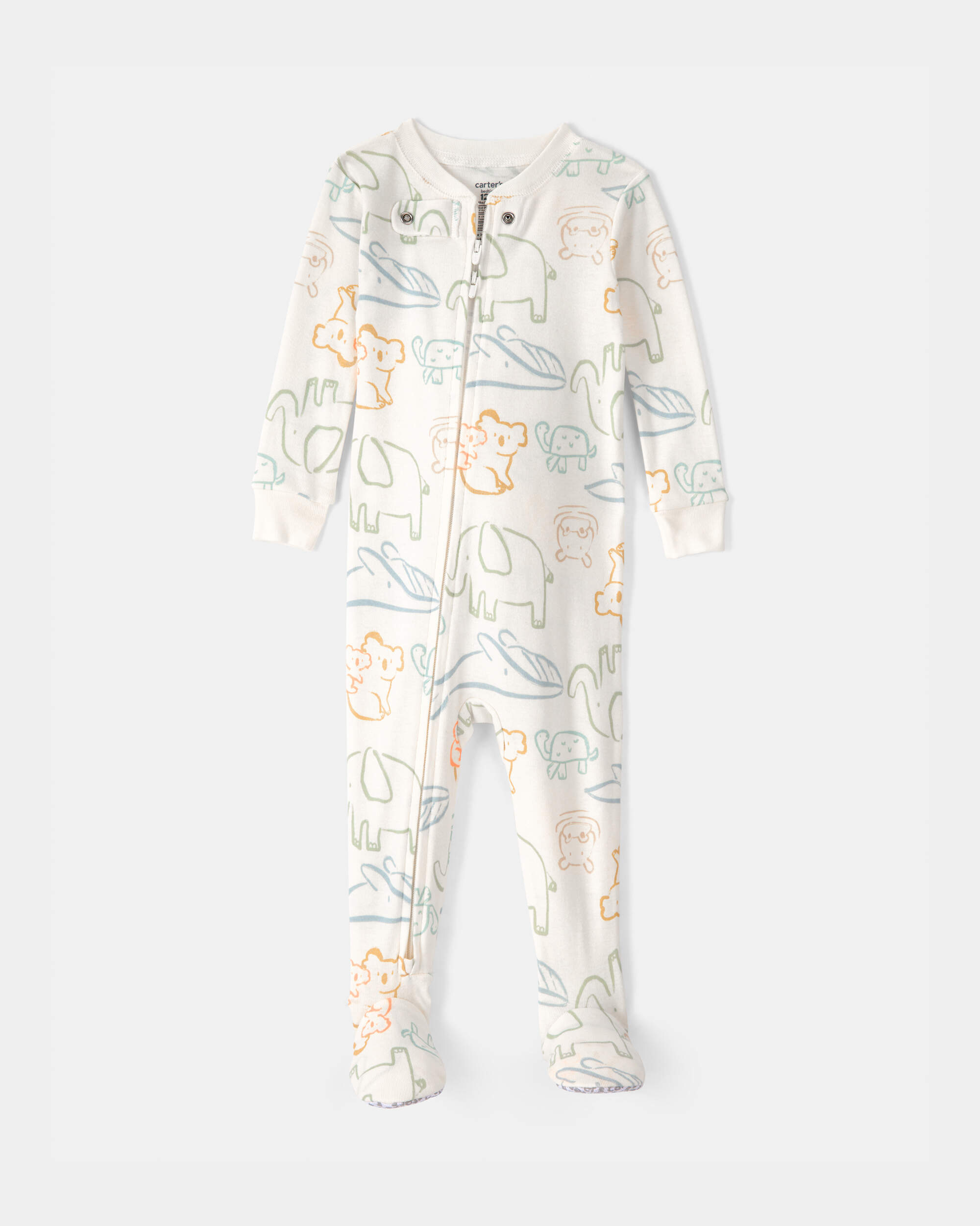 Baby Elephant 100% Cotton Snug Fit 1-Piece Pyjama Set - Ivory