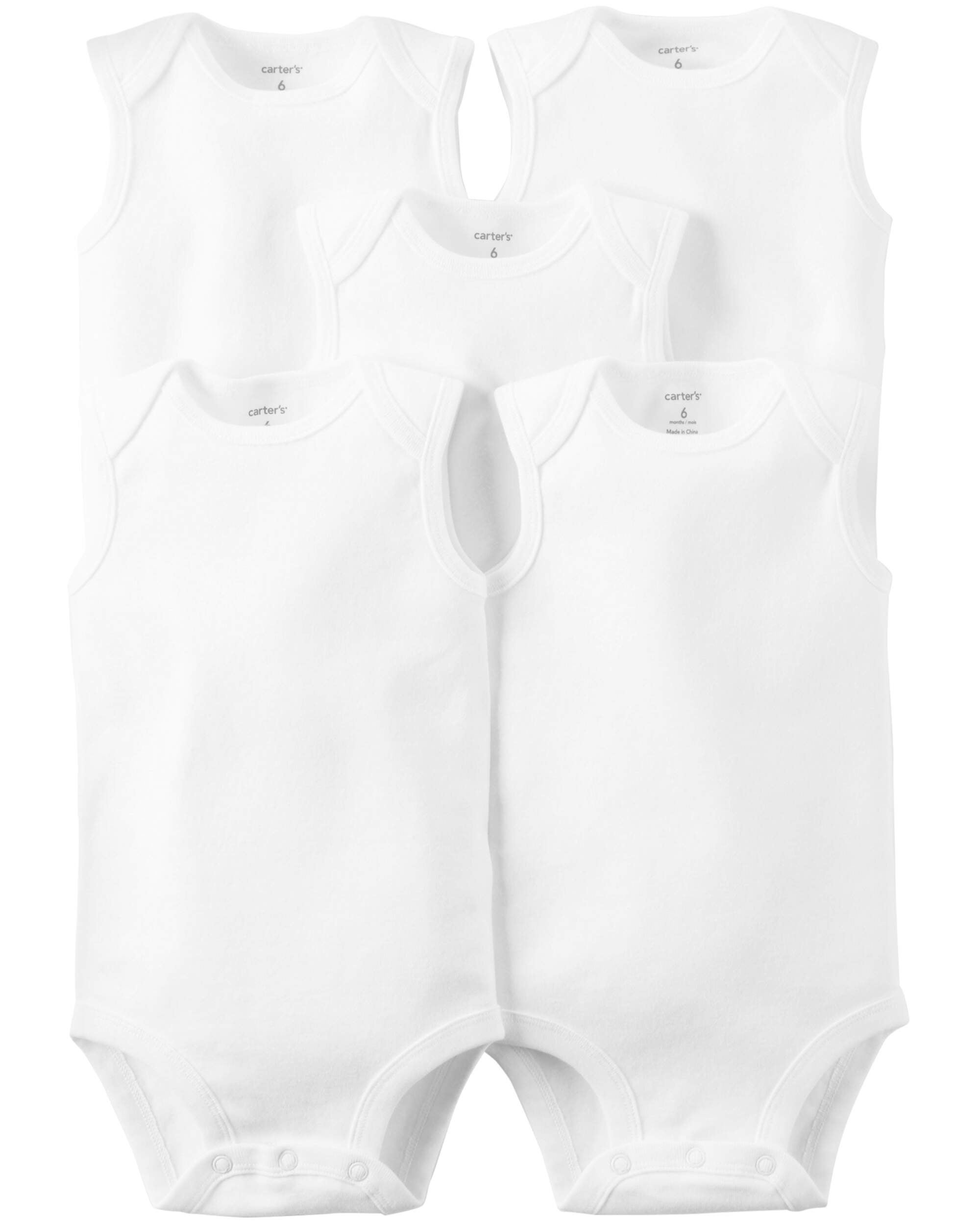 Carter s Baby Unisex 5 Pack Bodysuits White