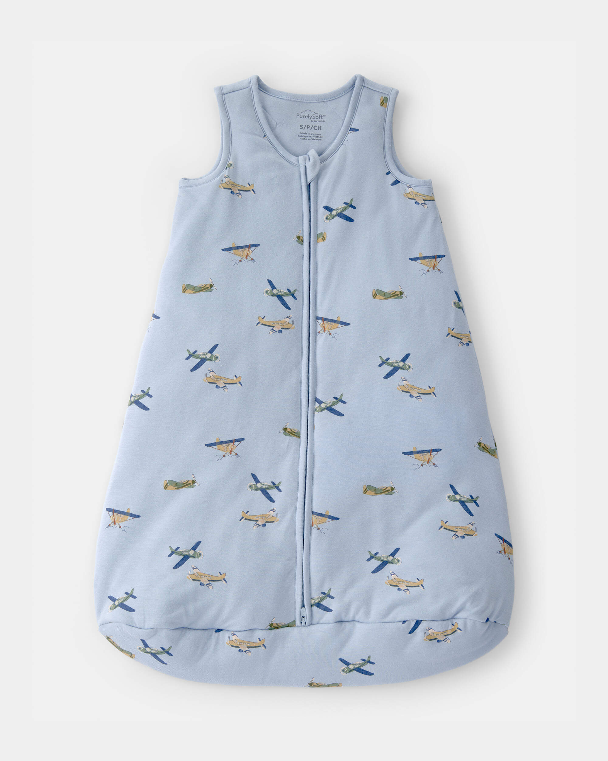Baby Boy Plane 2-Way Zip Wearable Blanket - Blue
