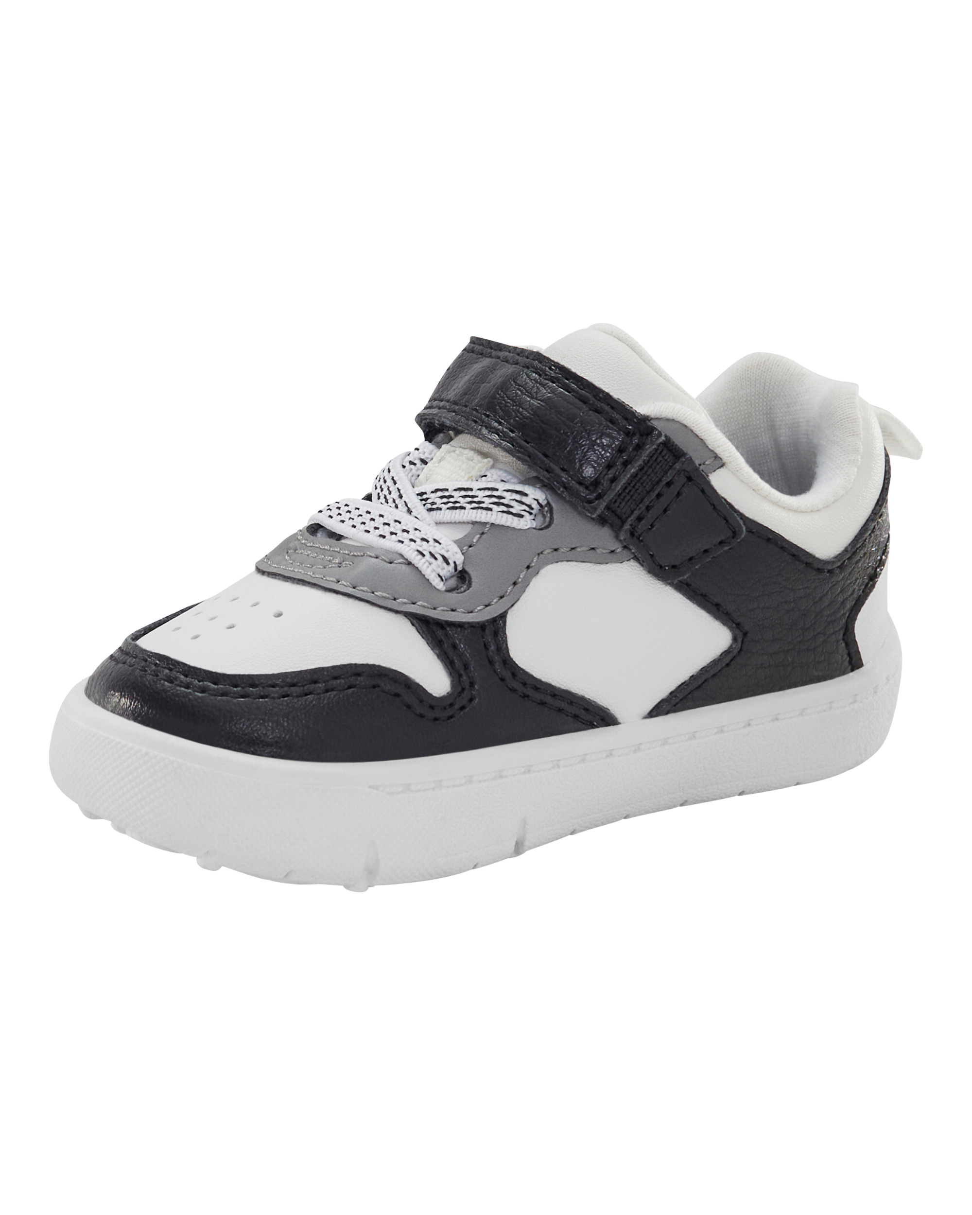 Baby Every Step® First Walker  Faux Leather Fashion Sneakers - White/Black