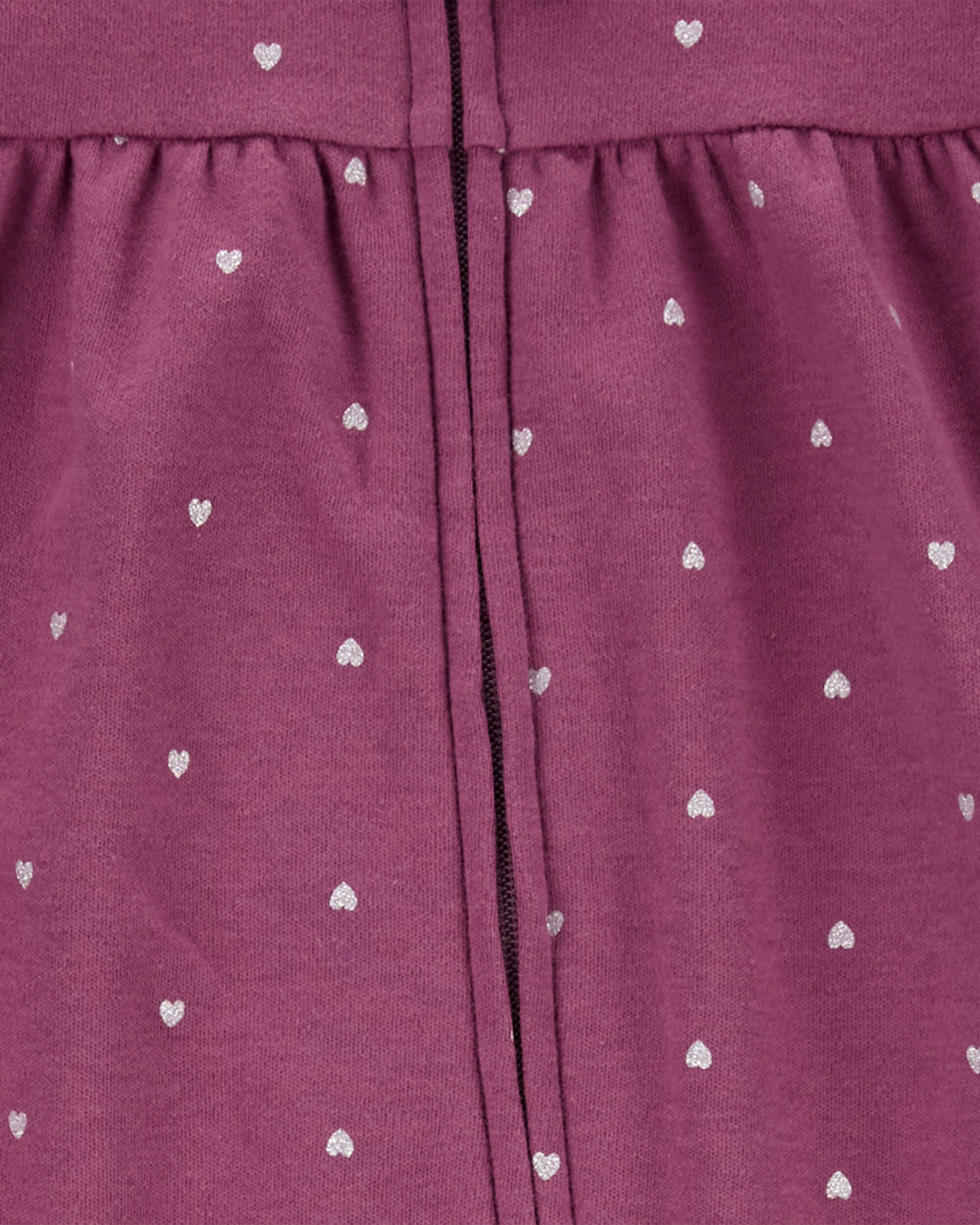 Baby Girl Heart 2-Way Zip Cotton Sleeper Pyjamas