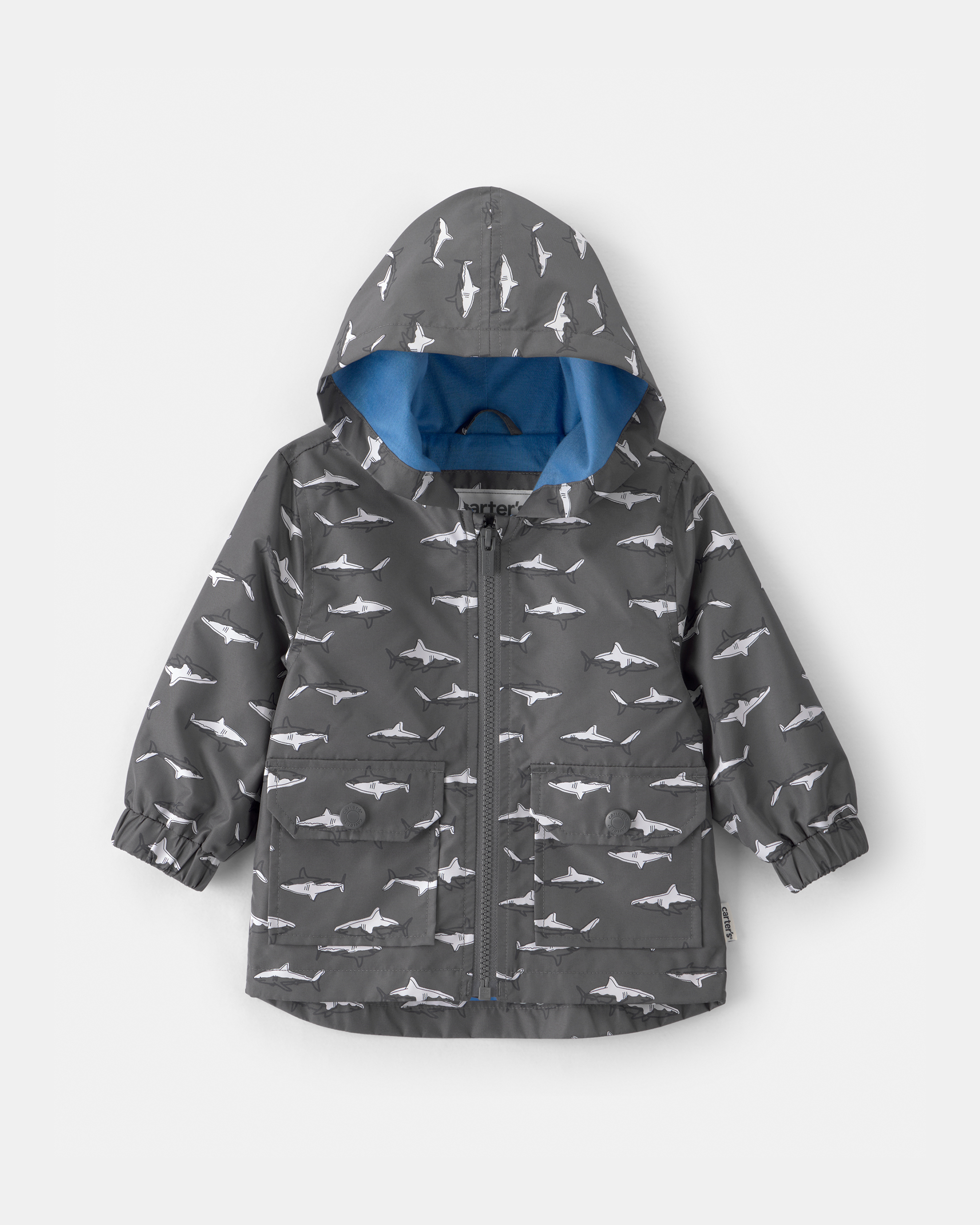 Baby Boy Slate Shark Rain Jacket- Black