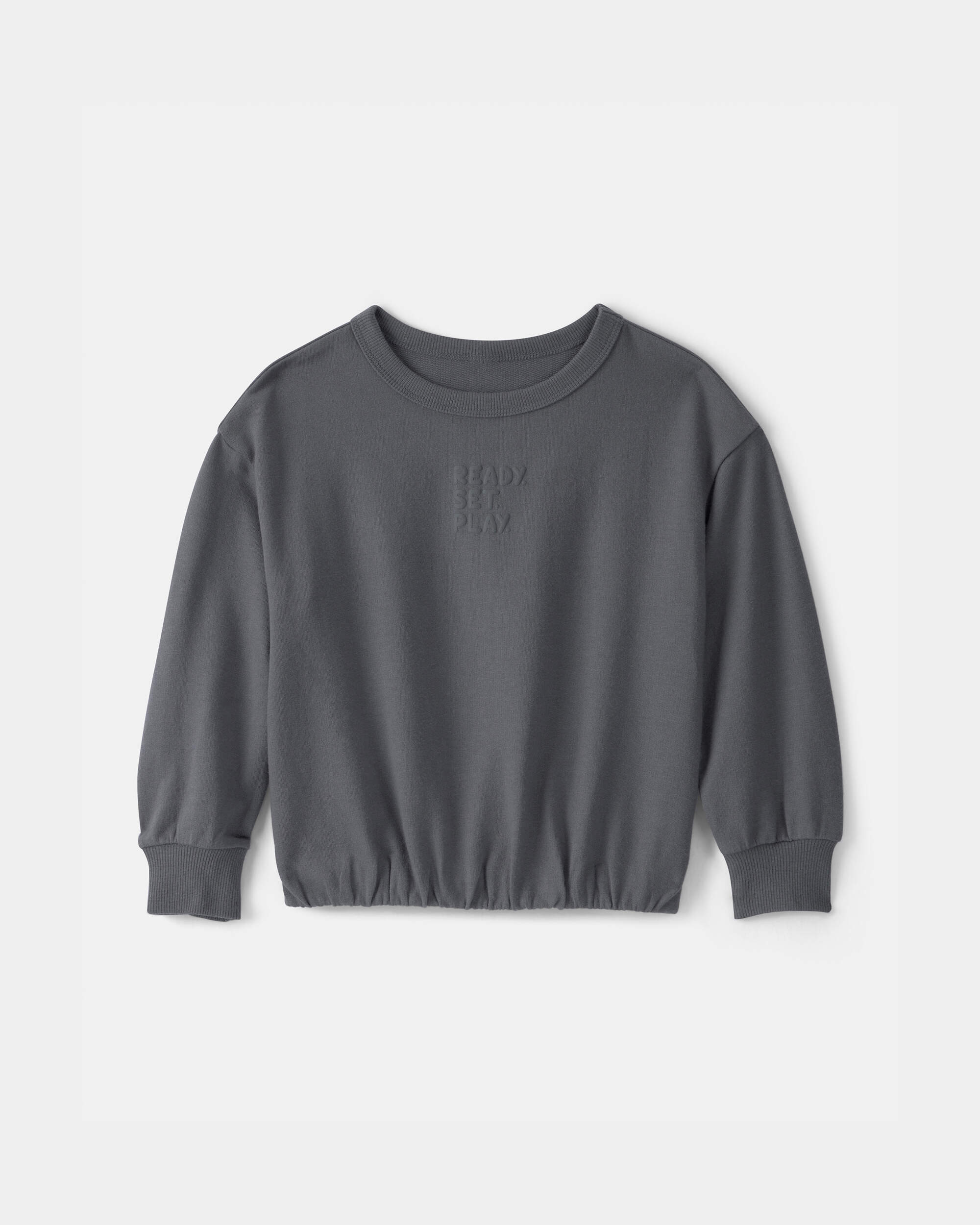 Toddler Girl 'Ready Set Play' French Terry Pullover Sweatshirt - Grey