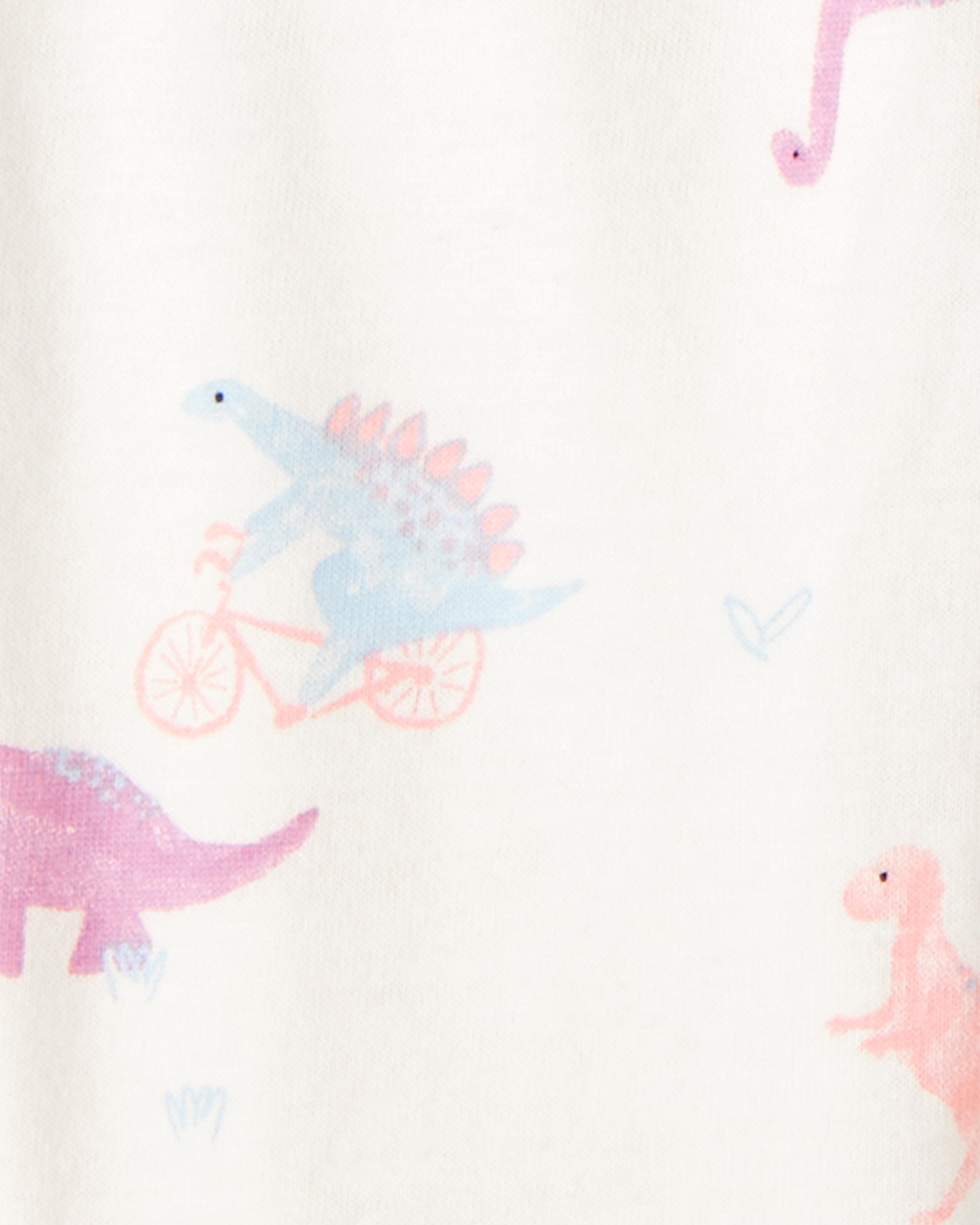 Baby Girl Dinosaur Print Cotton Long-Sleeve Tee & Pant Set - Pink/White
