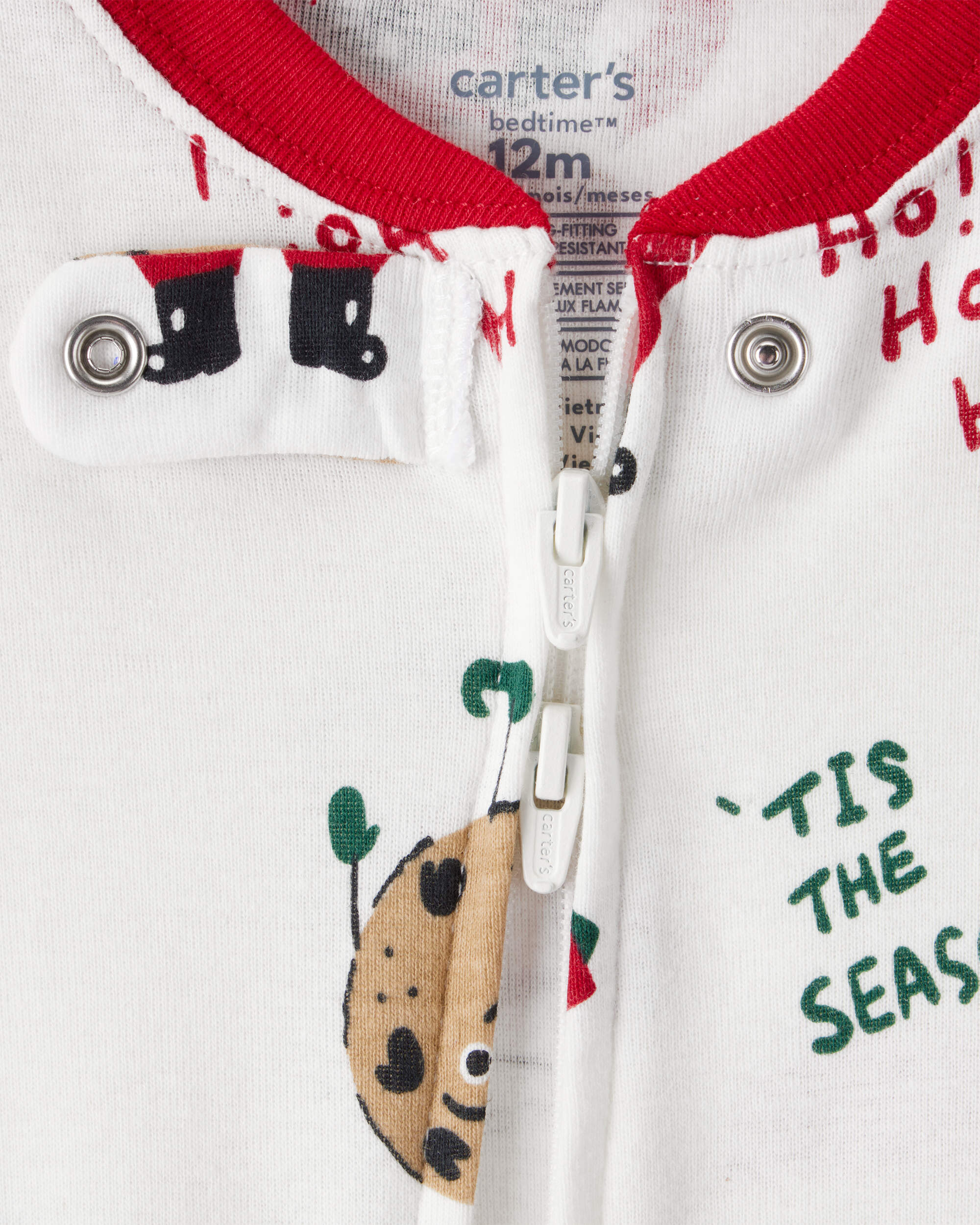 Baby Brown Santa Milk & Cookies 100% Cotton Long-Sleeve Snug Fit 1-Piece Pyjamas - White