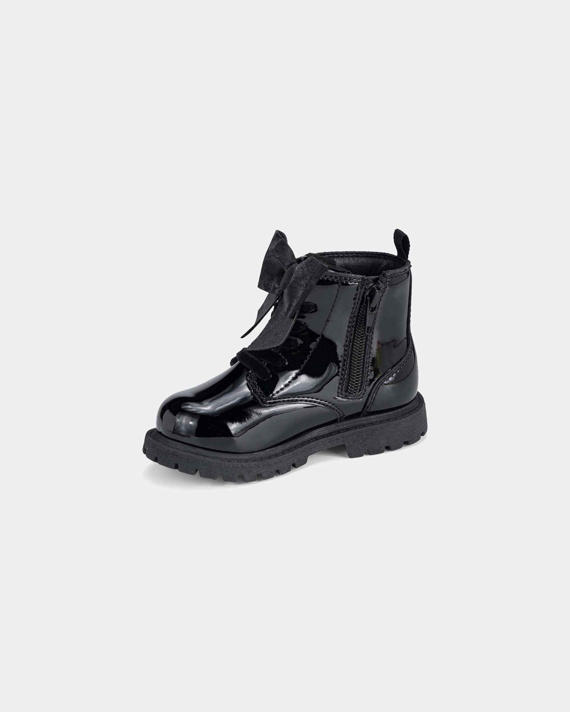 Toddler Girl Bow Combat Boots - Black