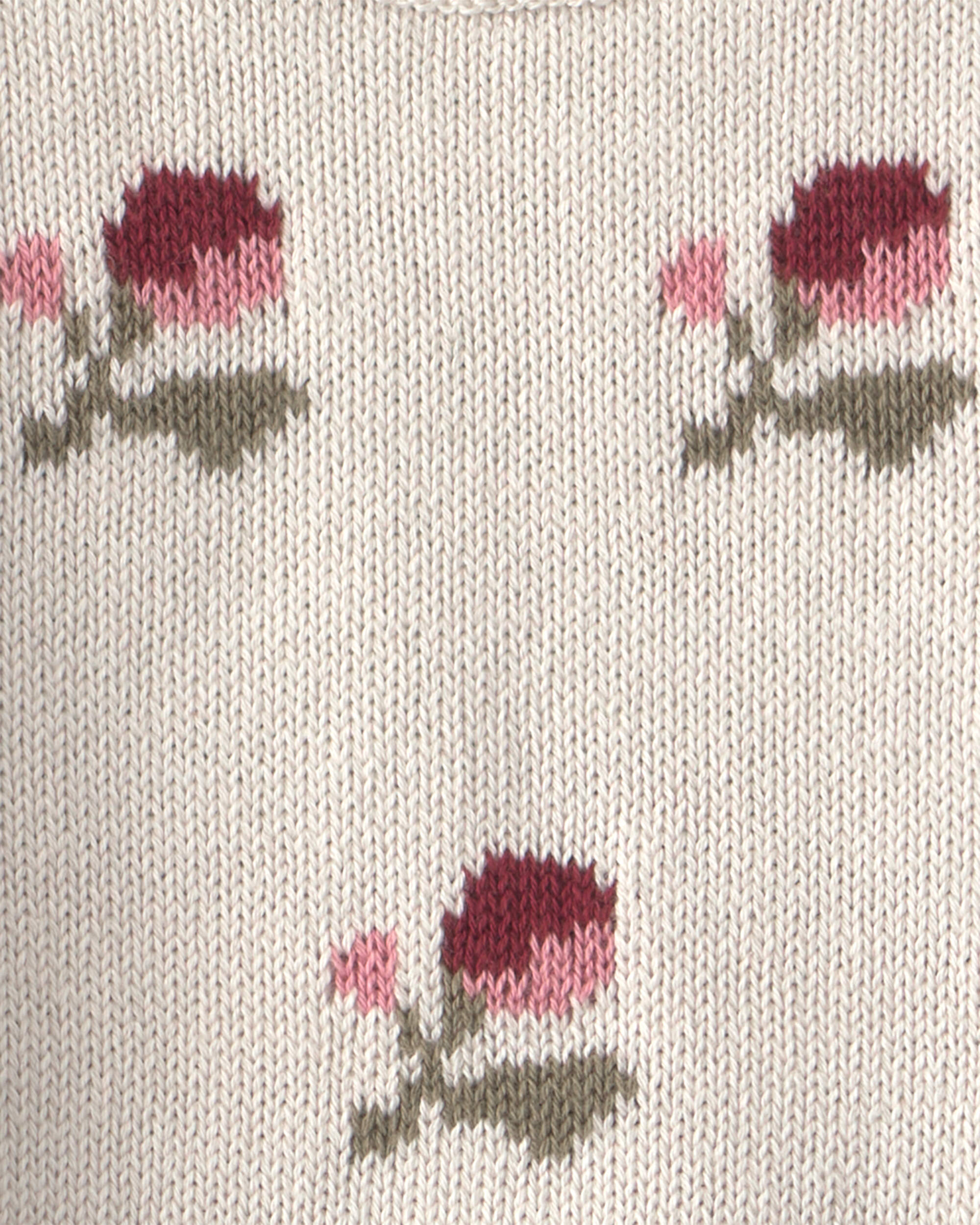 Baby Organic Cotton Sweater Knit Pullover Floral Jacquard