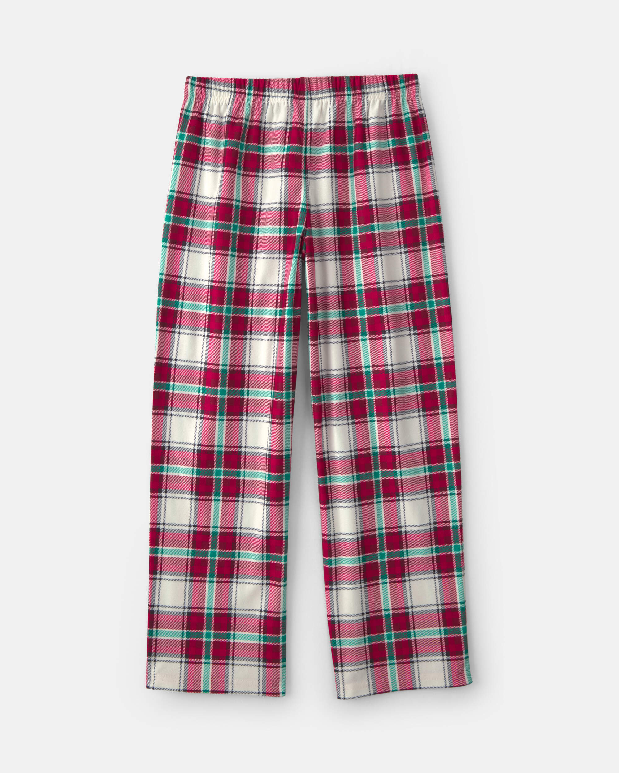 Kids Christmas Plaid Fleece Loose Fit Pyjama Bottoms - Red/Green