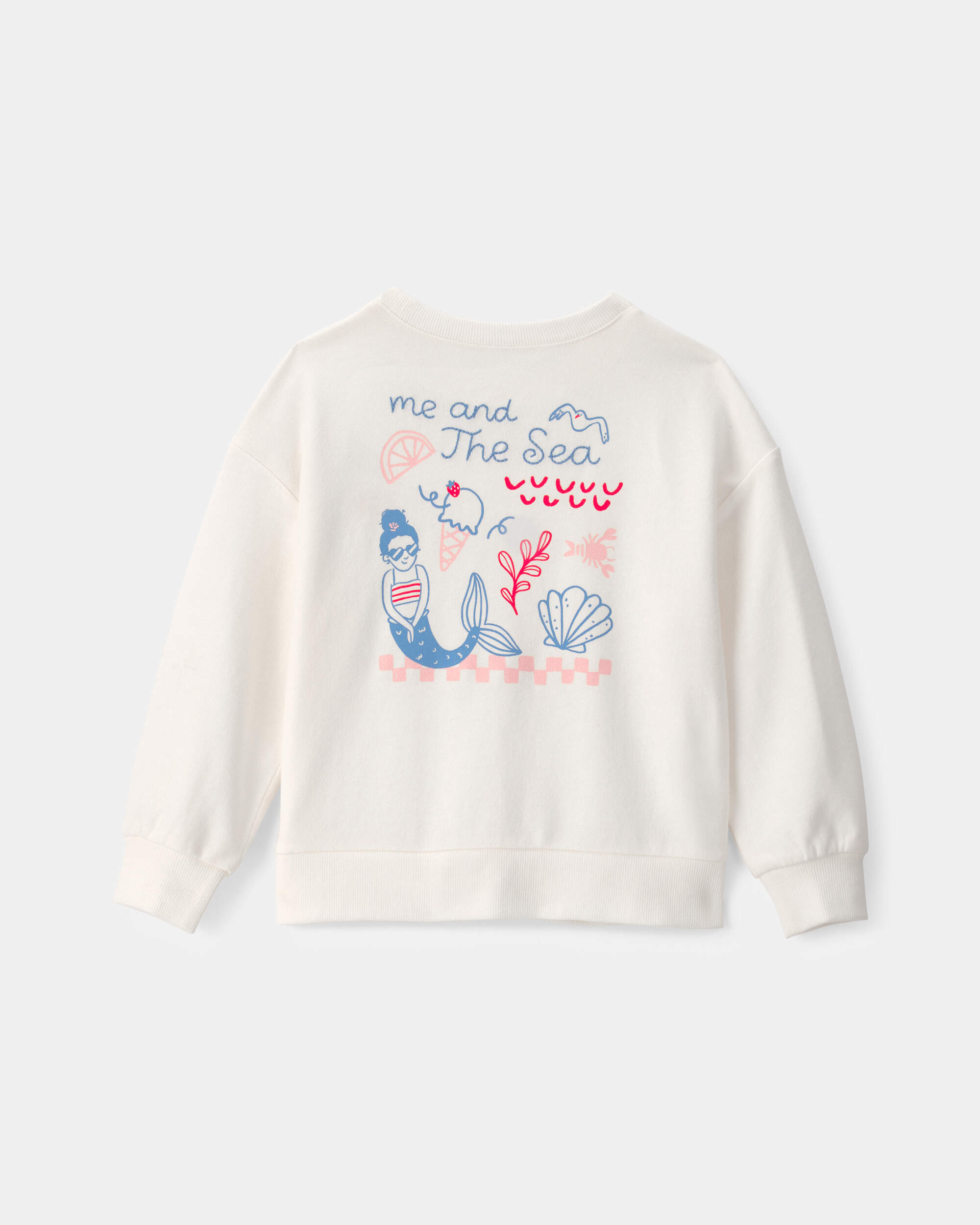 Toddler Girl Mermaid French Terry Pullover Sweatshirt - Ivory