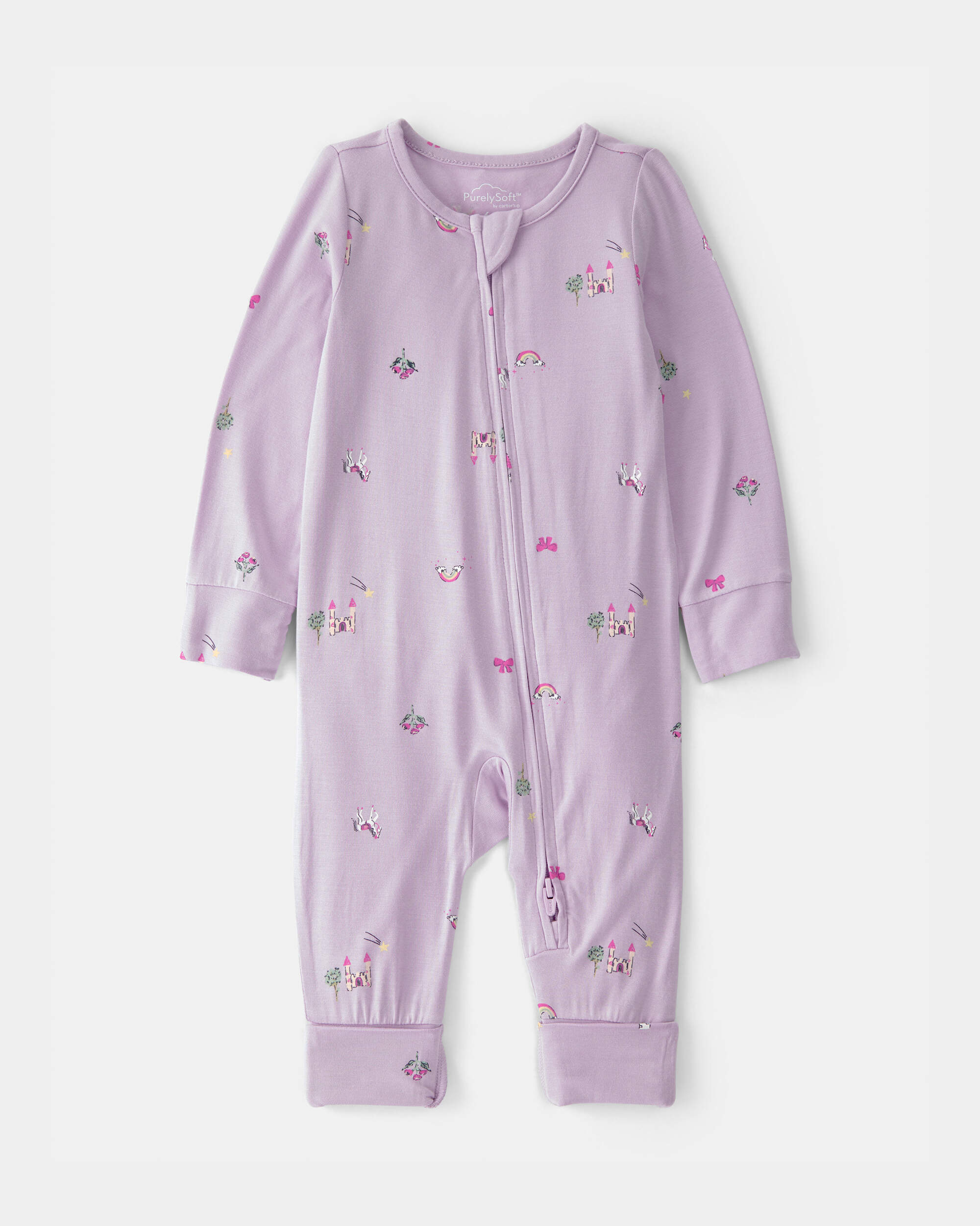 Baby Girl Fairytale 2-Way Zip PurelySoft Sleeper - Purple