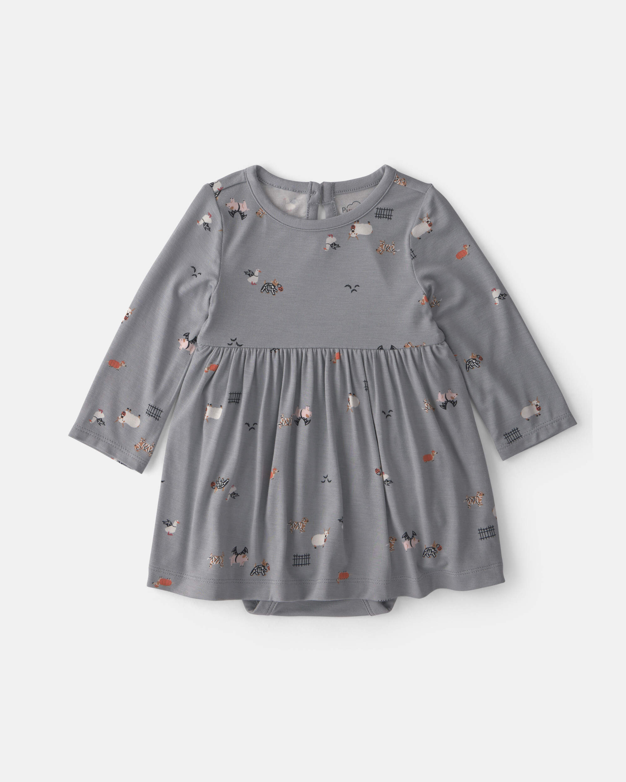 Baby Girl Halloween PurelySoft™ Long-Sleeve Bodysuit Dress - Grey