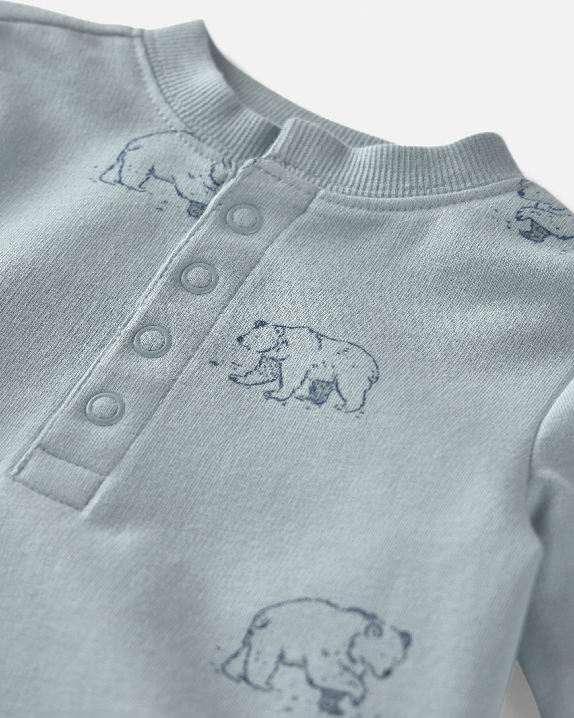 Baby Organic Cotton French Terry Jumpsuit Blue Bears