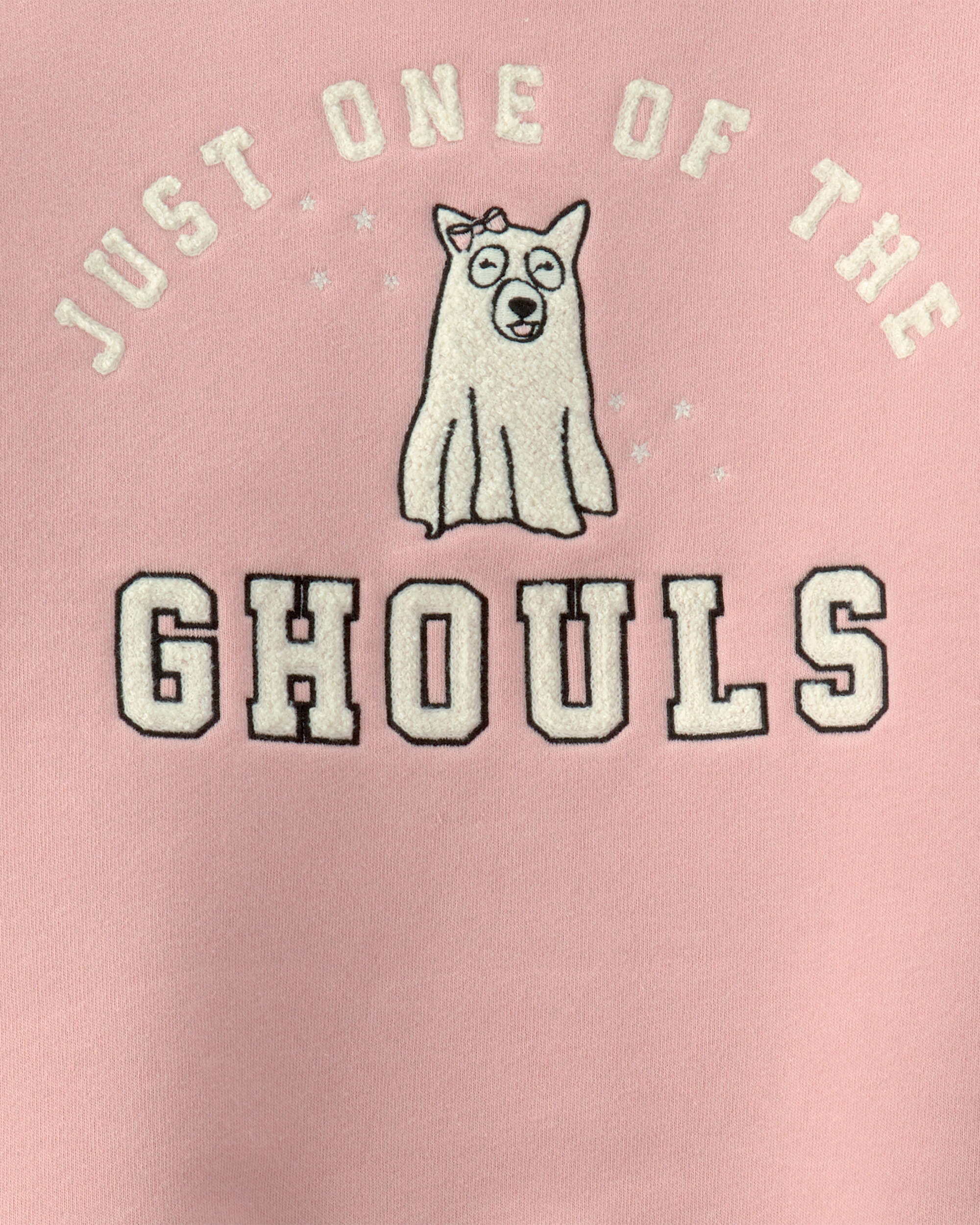 Girls Ghoul Halloween Fleece Pullover Sweatshirt - Pink
