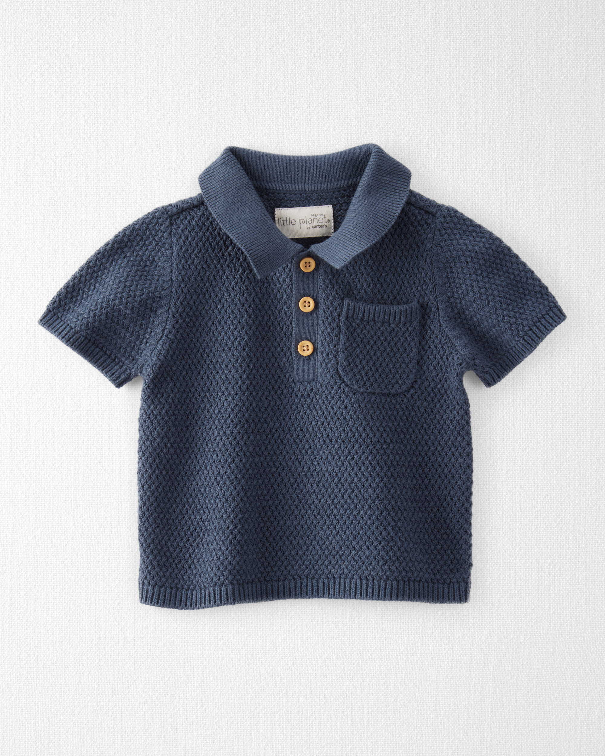 Baby Organic Cotton Crotchet Knit Polo