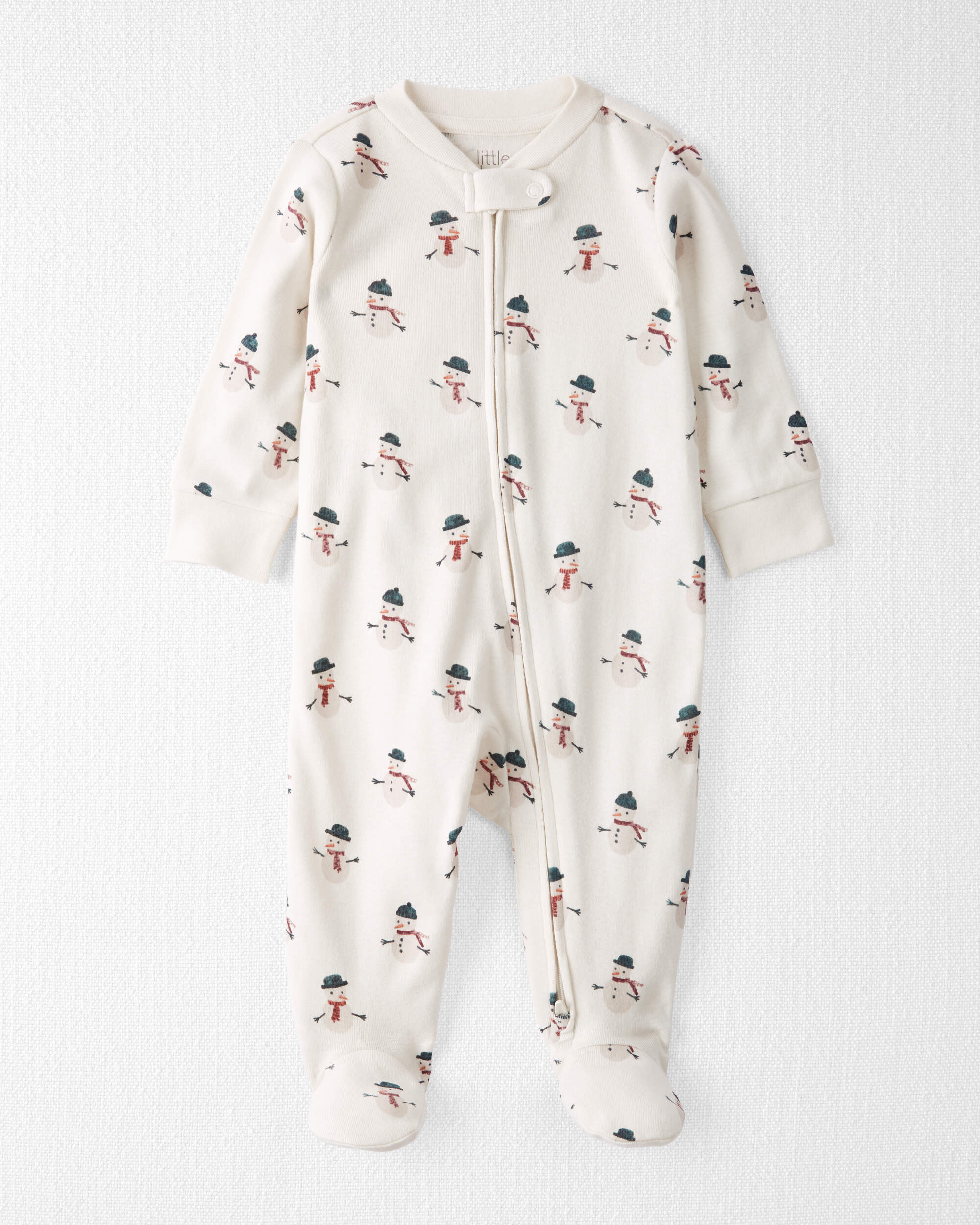 Baby Organic Cotton Sleep & Play Pyjamas Snowman Print