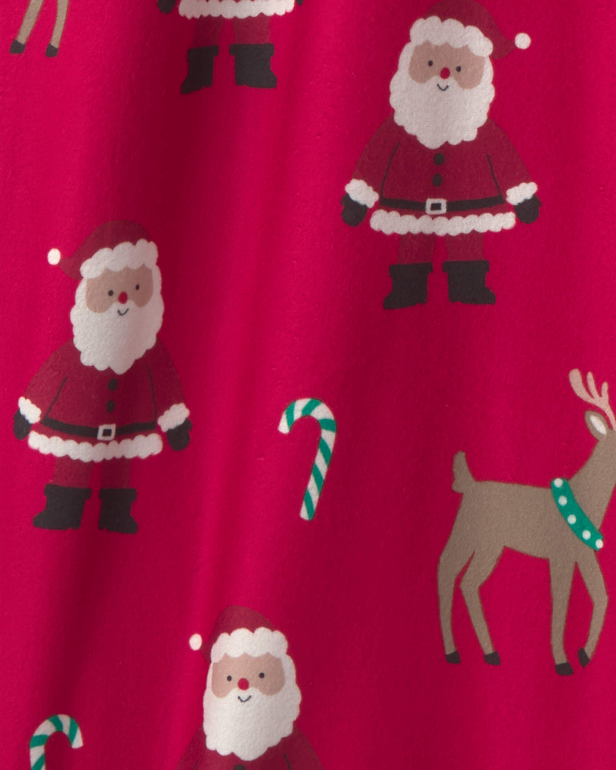 Adult Beige Santa Christmas Fleece Loose Fit Pyjama Bottoms - Red