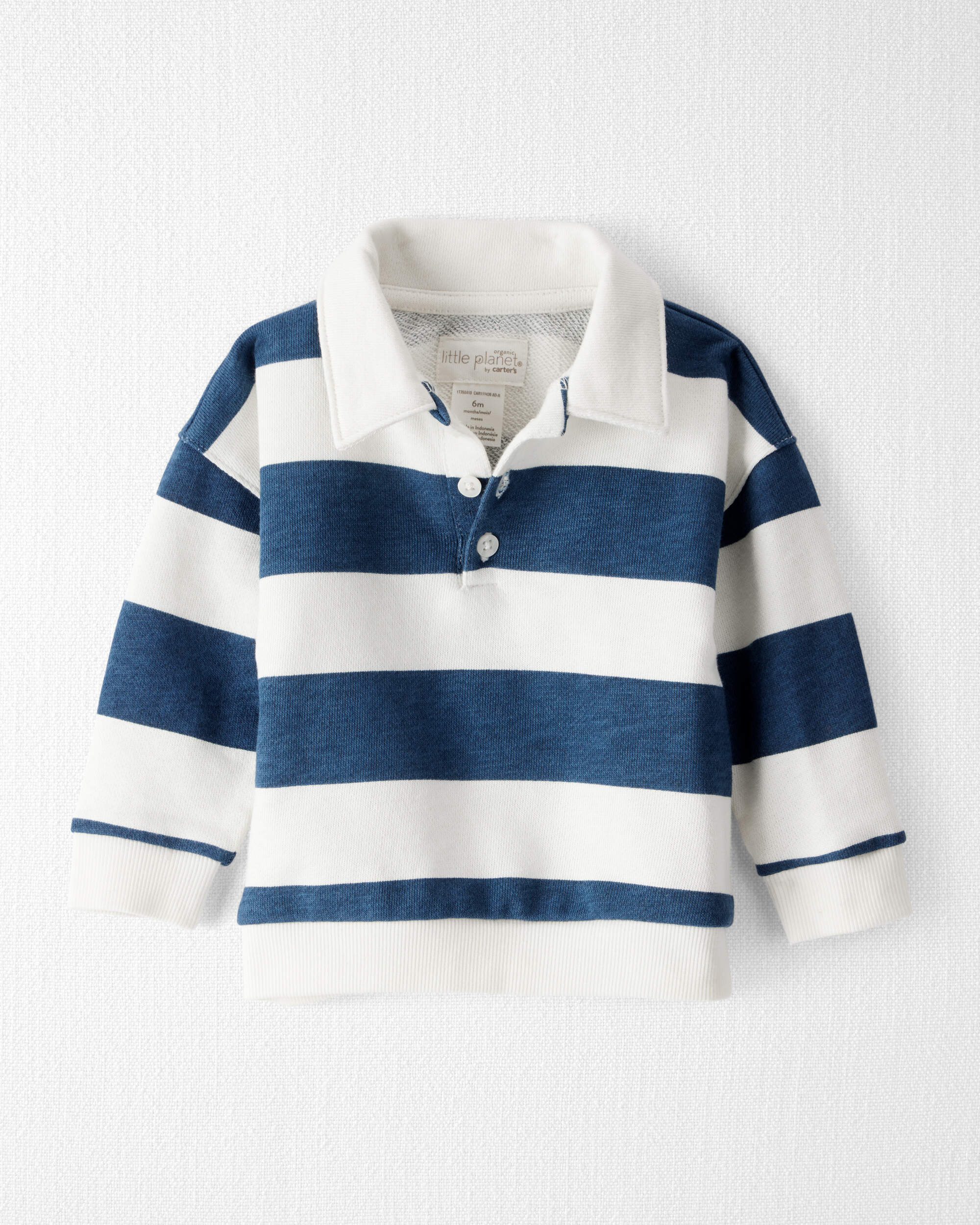 Baby Boy Organic Cotton Henley Top Stripes