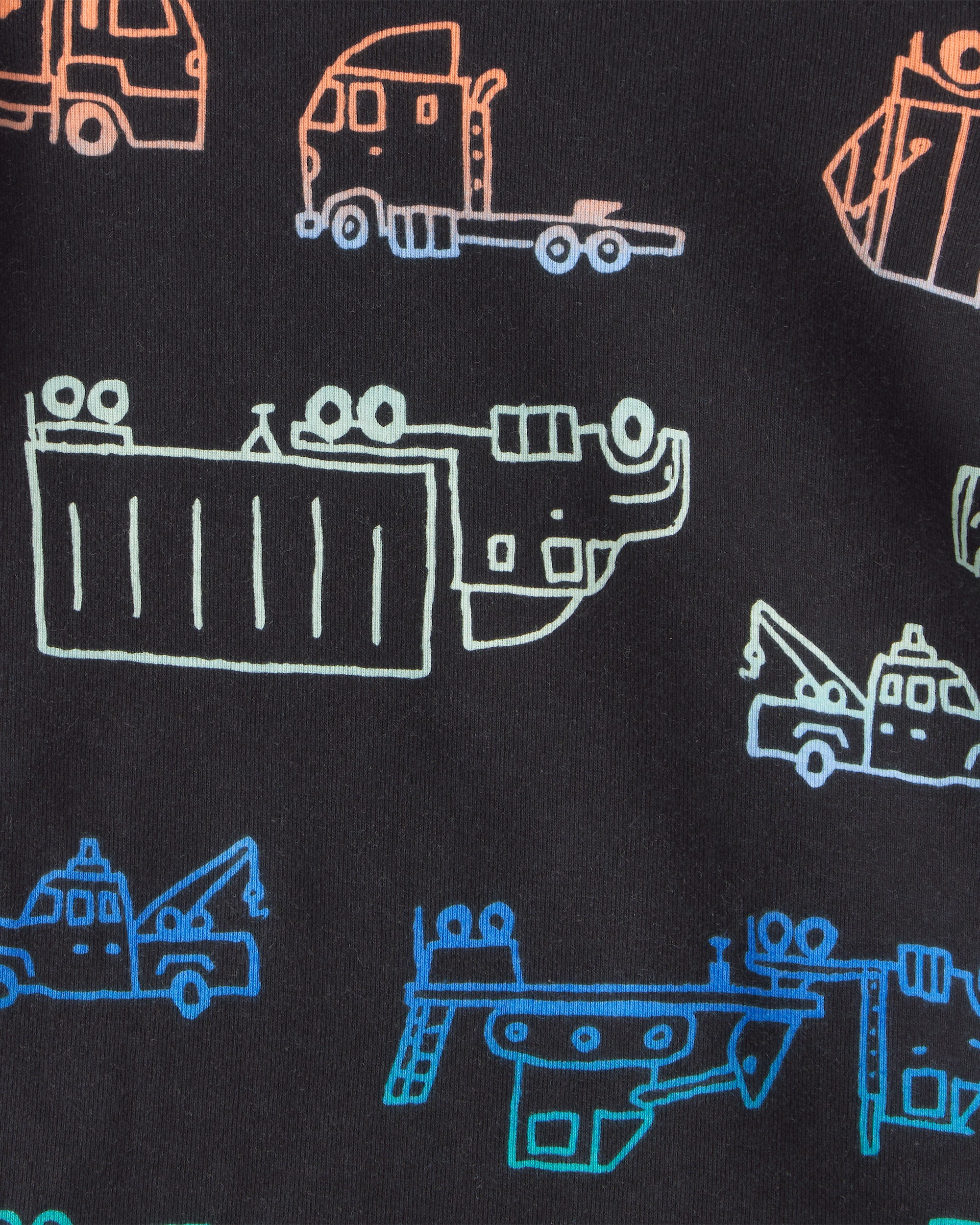 Baby Boy Truck 100% Cotton Loose Fit 4-Piece Pyjamas - Green