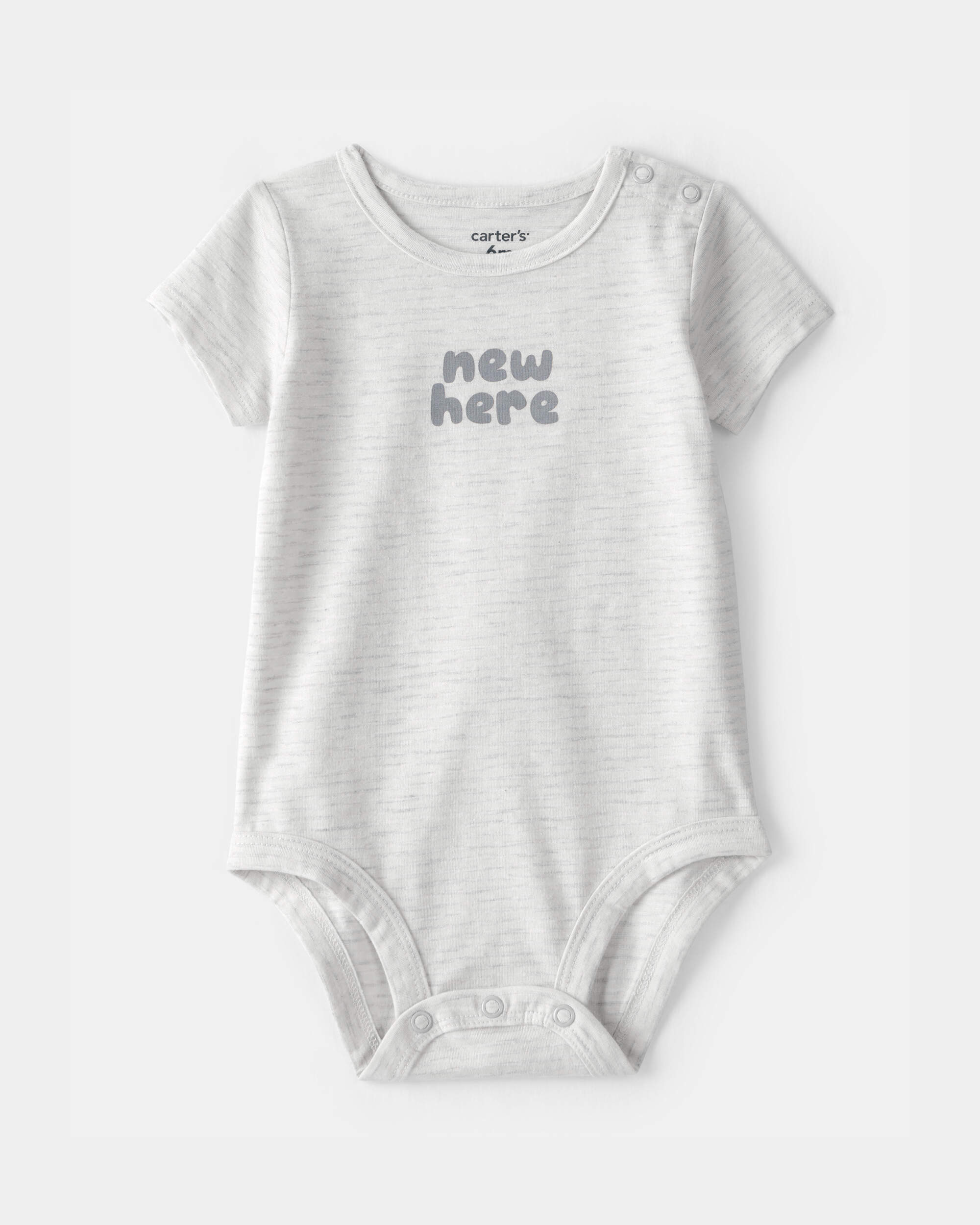 Baby 'New Here' Graphic Bodysuit - Grey