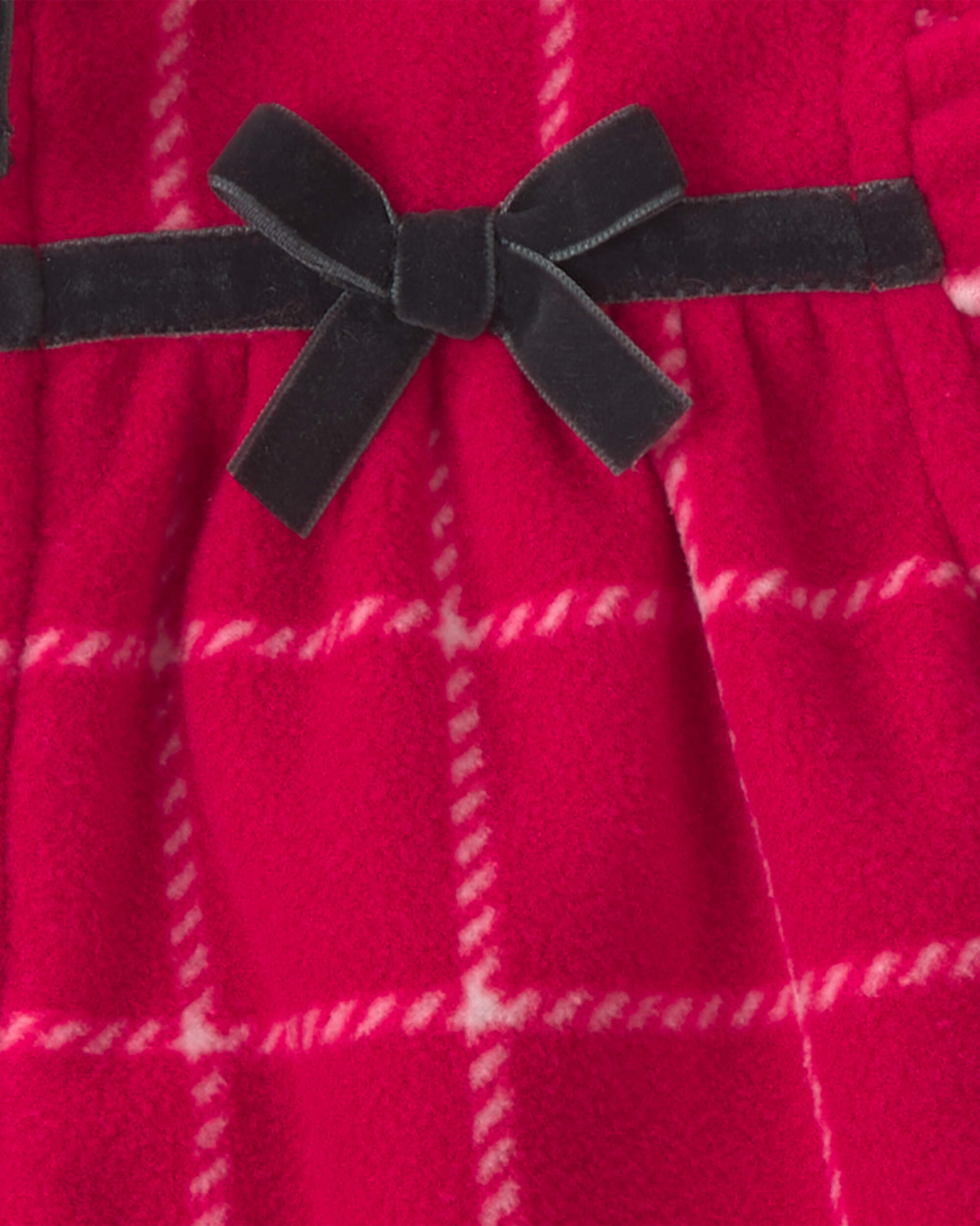 Baby Girl 3-Piece Plaid Fleece Layering Set - Red/Black/Cream