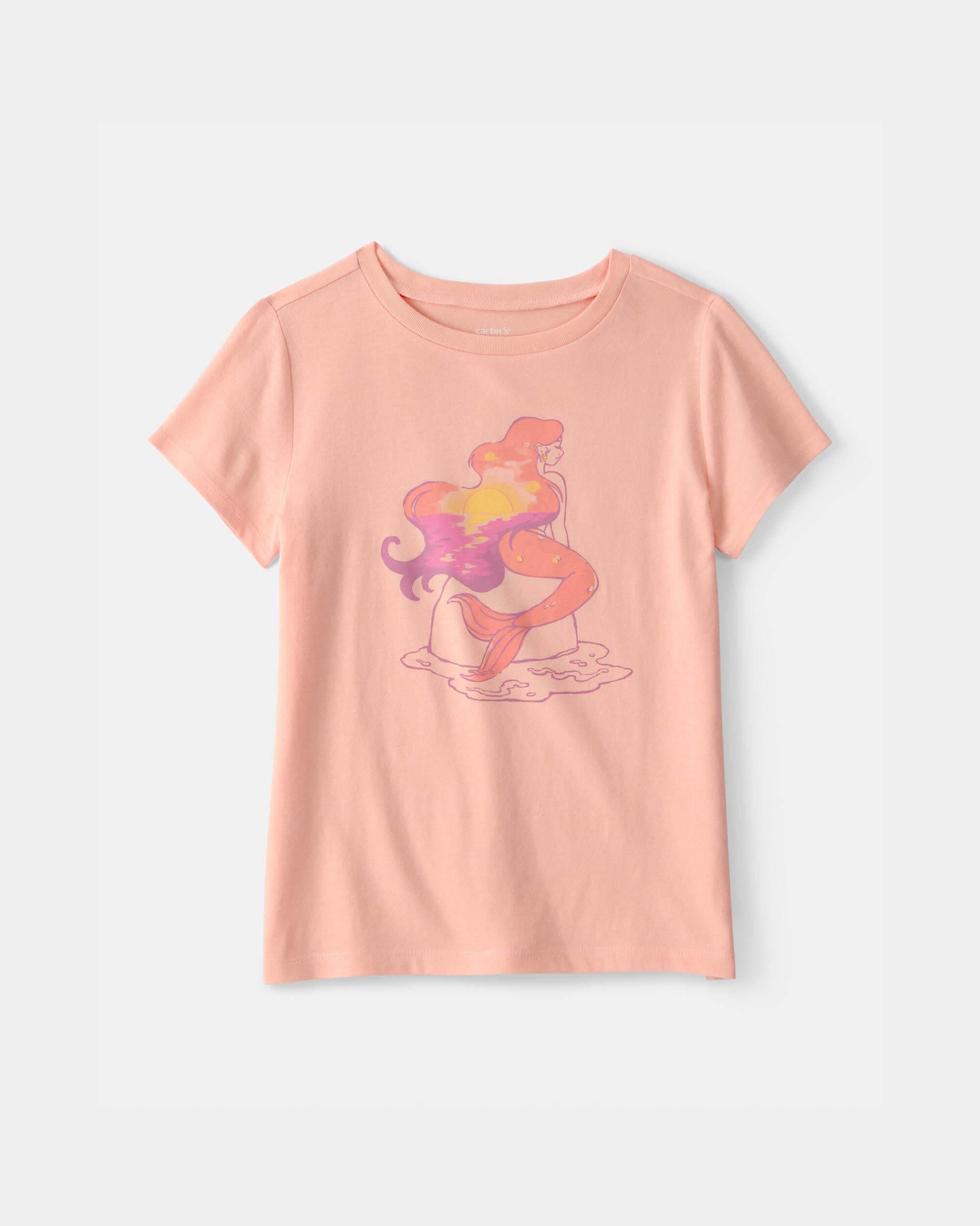 Girls Mermaid Graphic Tee - Orange