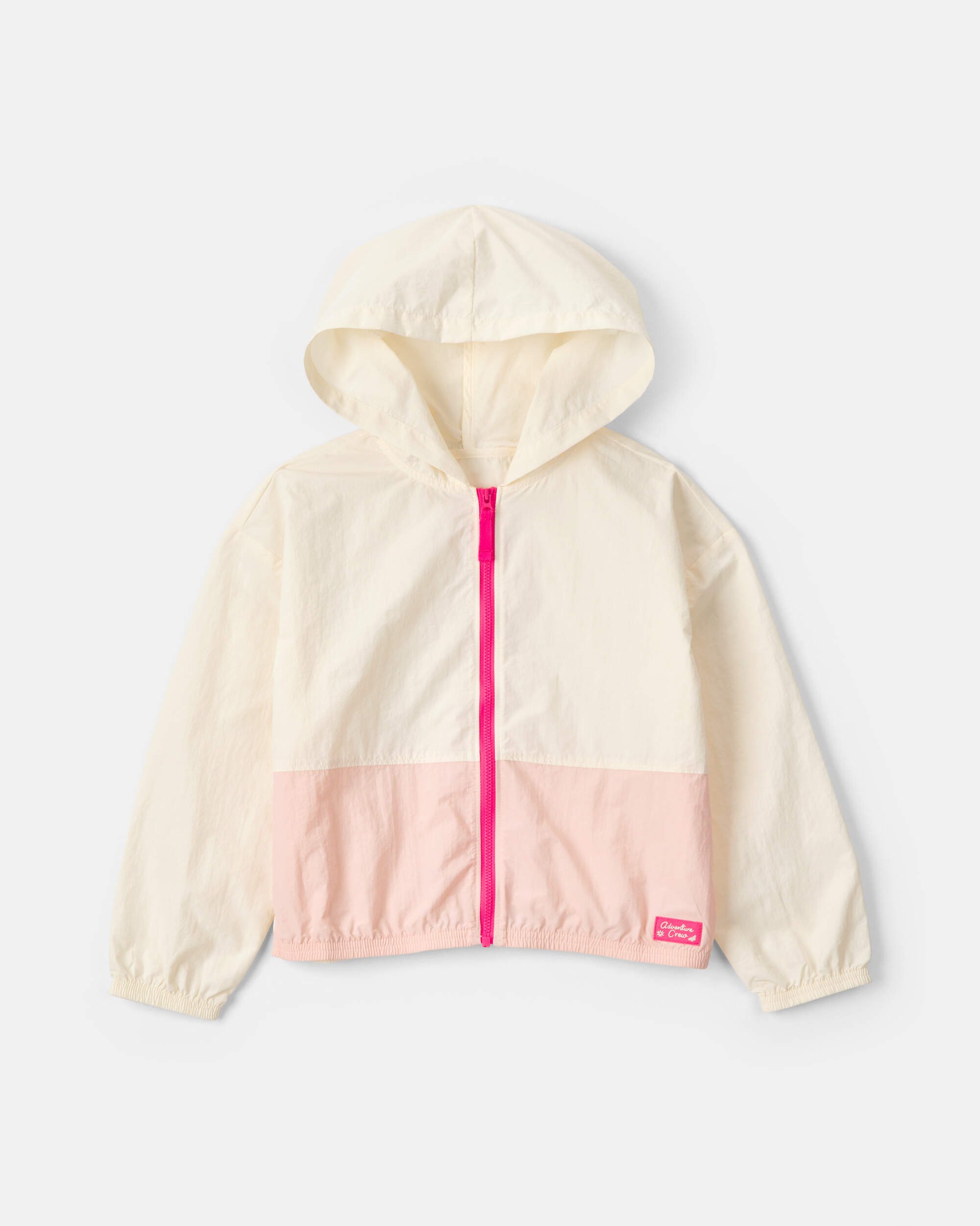 Girls Colourblock Zip-Up Jacket - Ivory/Pink