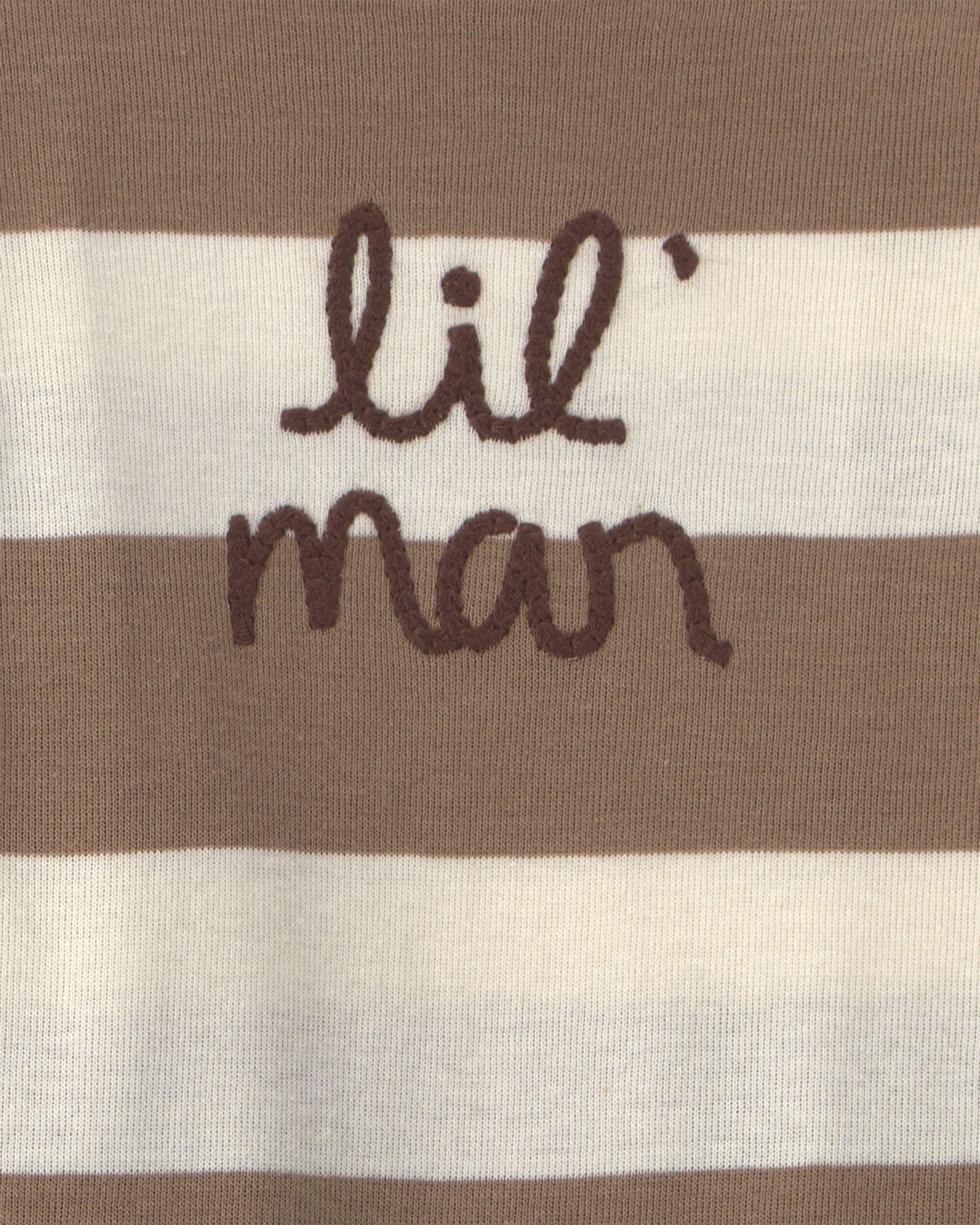 Baby Boy 2-Piece 'Lil Man' Striped Long-Sleeve Bodysuit & Pant Set - Brown