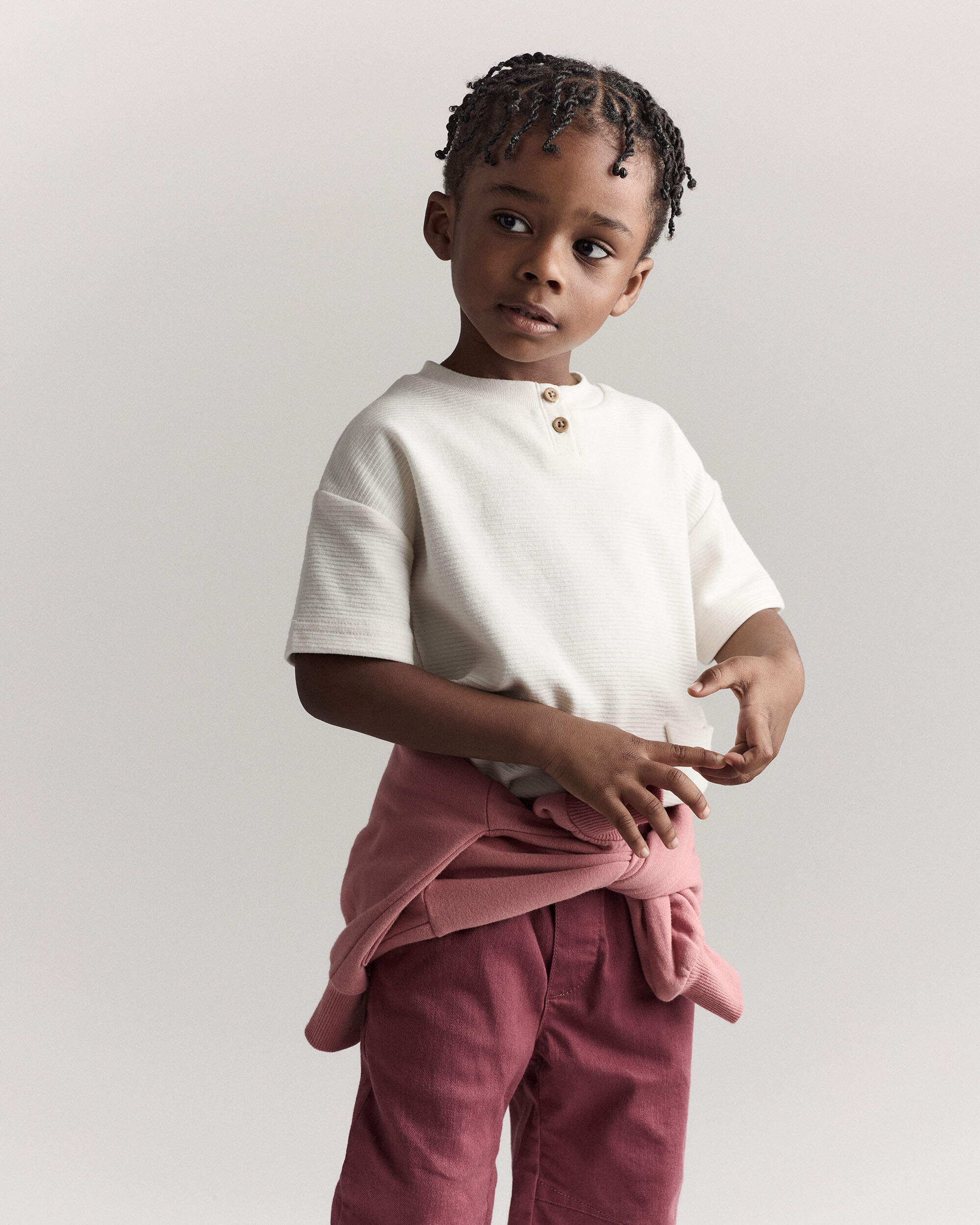 Toddler Boy Short-Sleeve Pocket Henley Tee - Cream