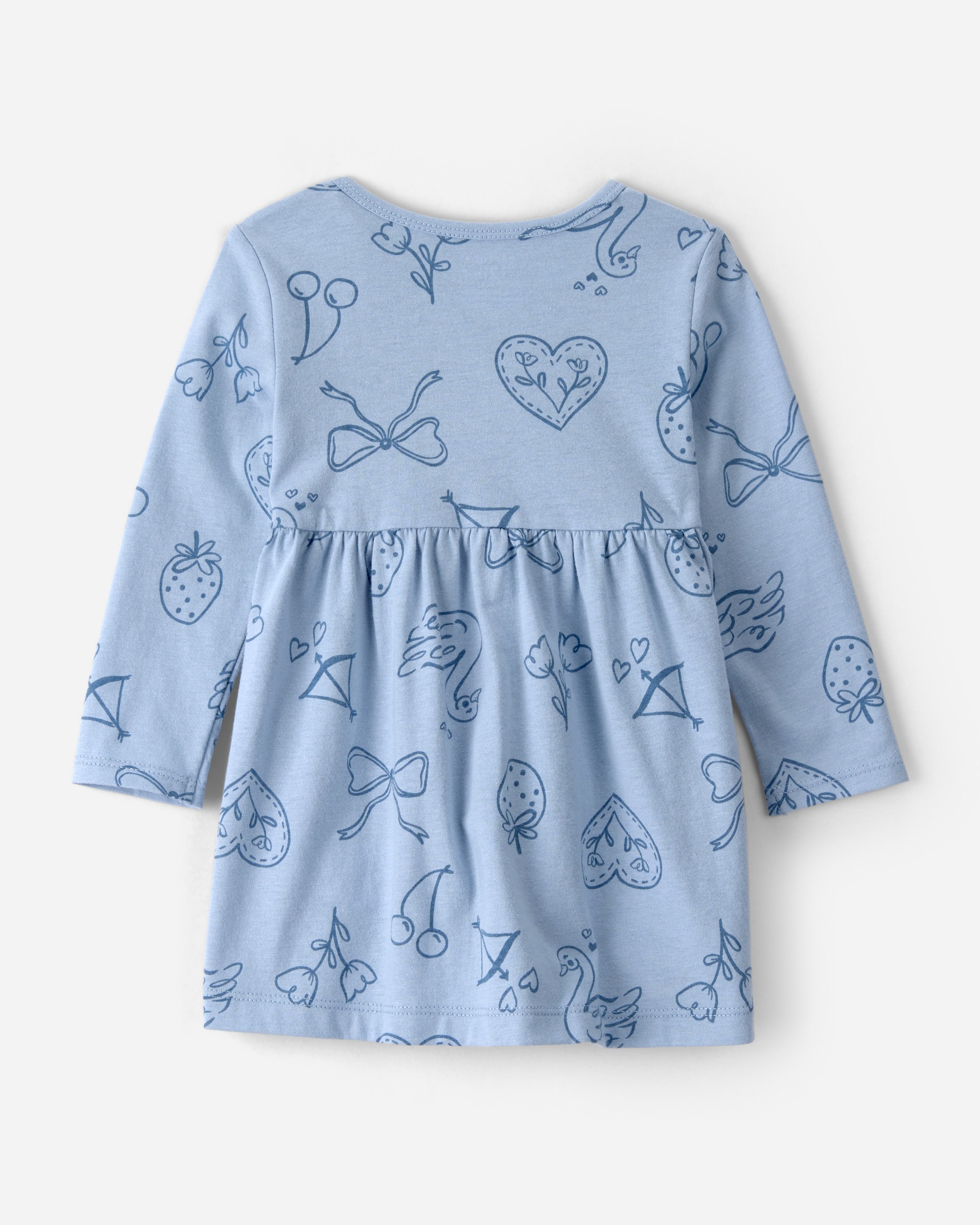 Baby Girl Bow Icon Long-Sleeve Knit Dress - Blue