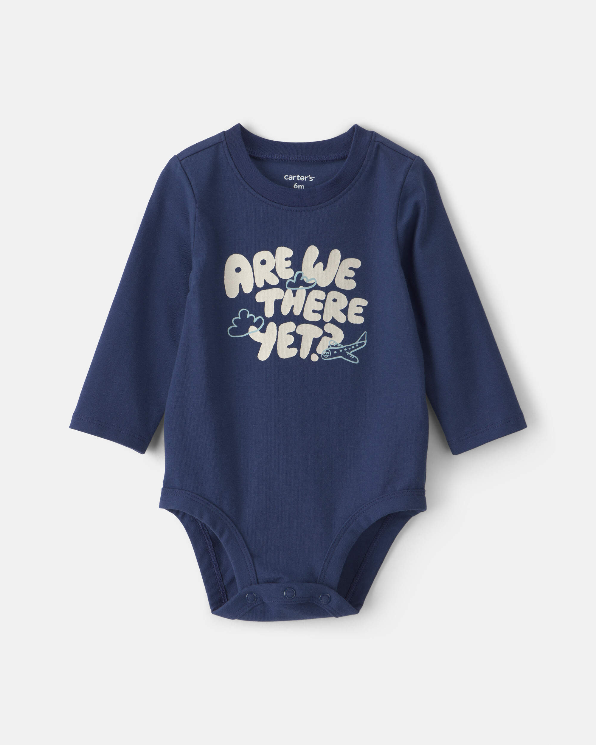 Baby Boy 'Are We There Yet?' Long-Sleeve Graphic Bodysuit - Navy Blue