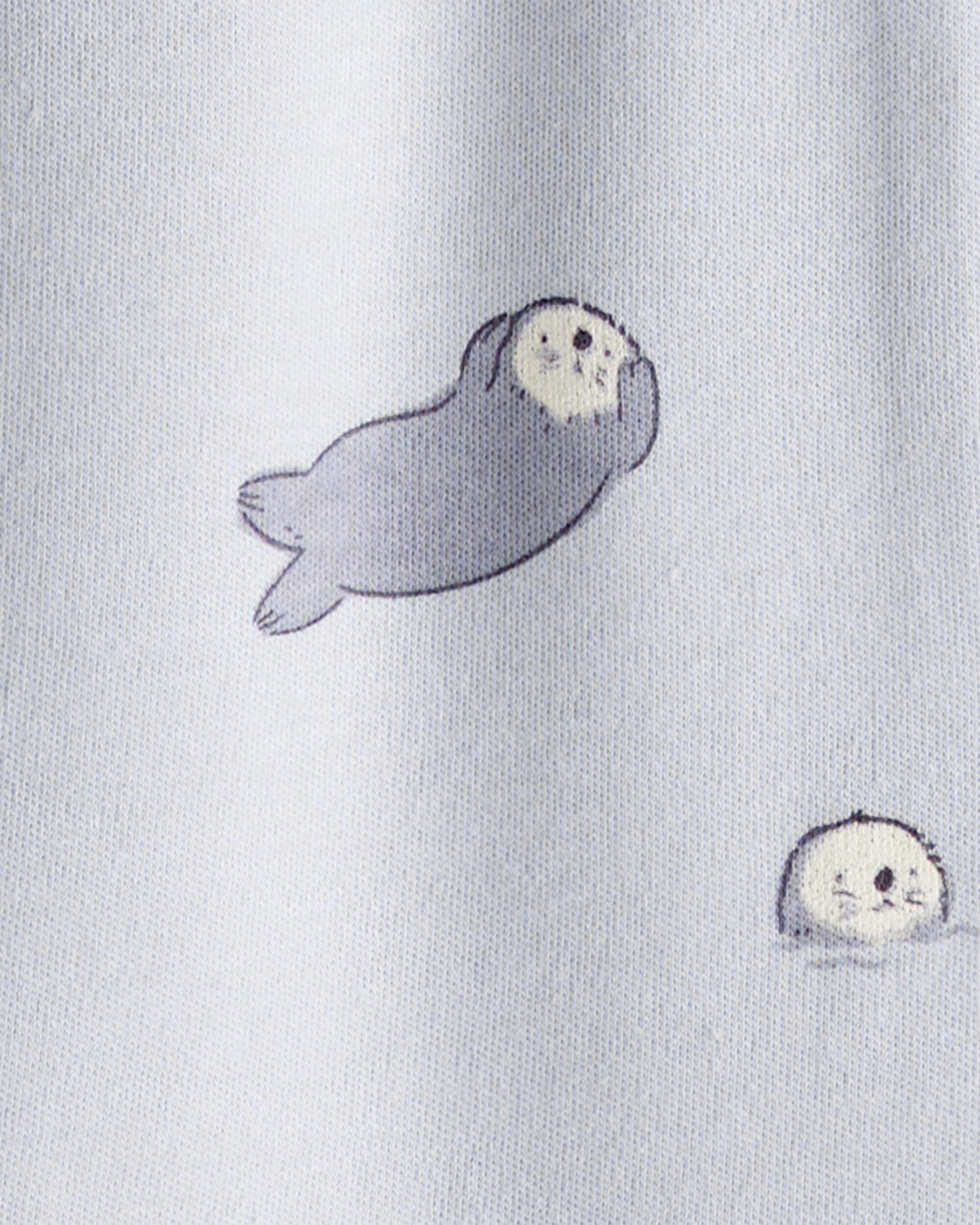 Baby Print 100% Cotton Long-Sleeve Snug Fit Sleeper - Blue