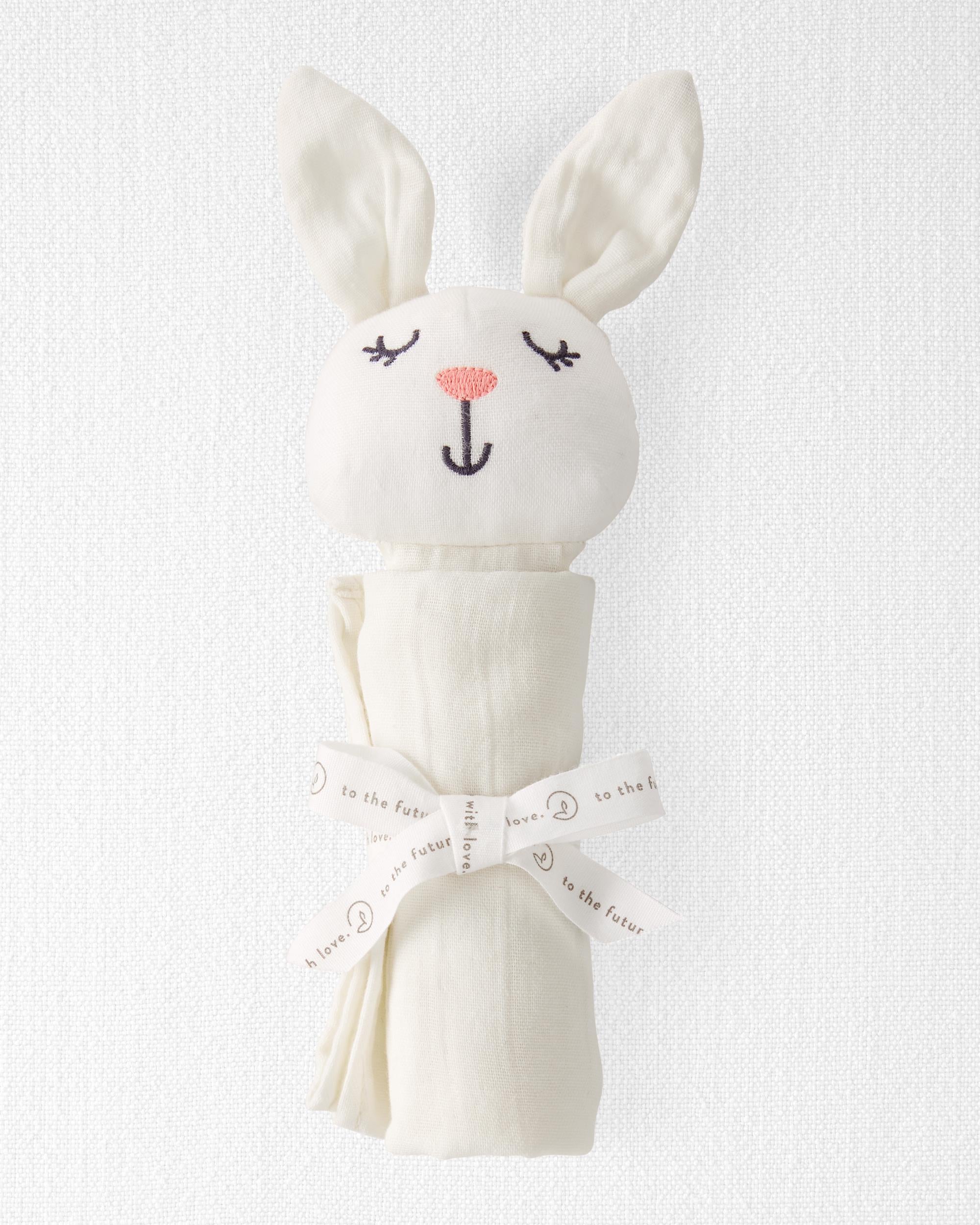 Baby Girls Baby Organic Cotton Muslin Bunny Lovey OSZ Little Planet