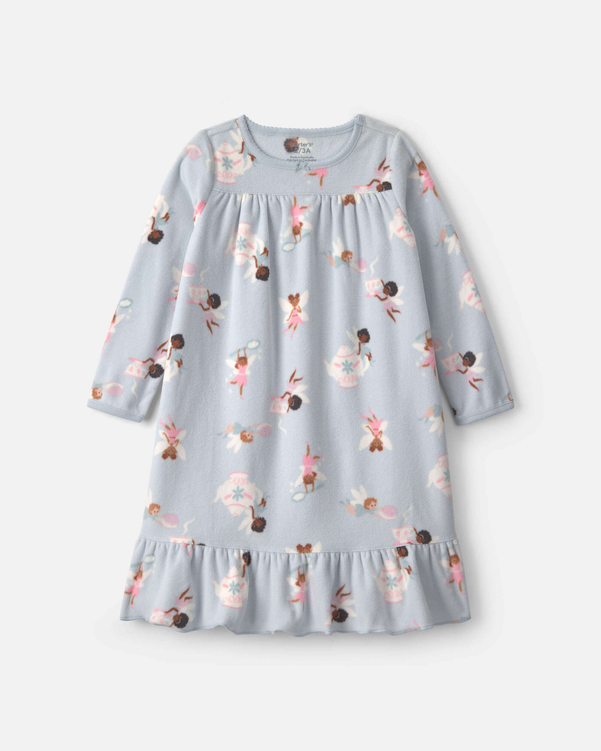 Girls Fairies Fleece Loose Fit Night Gown - Blue