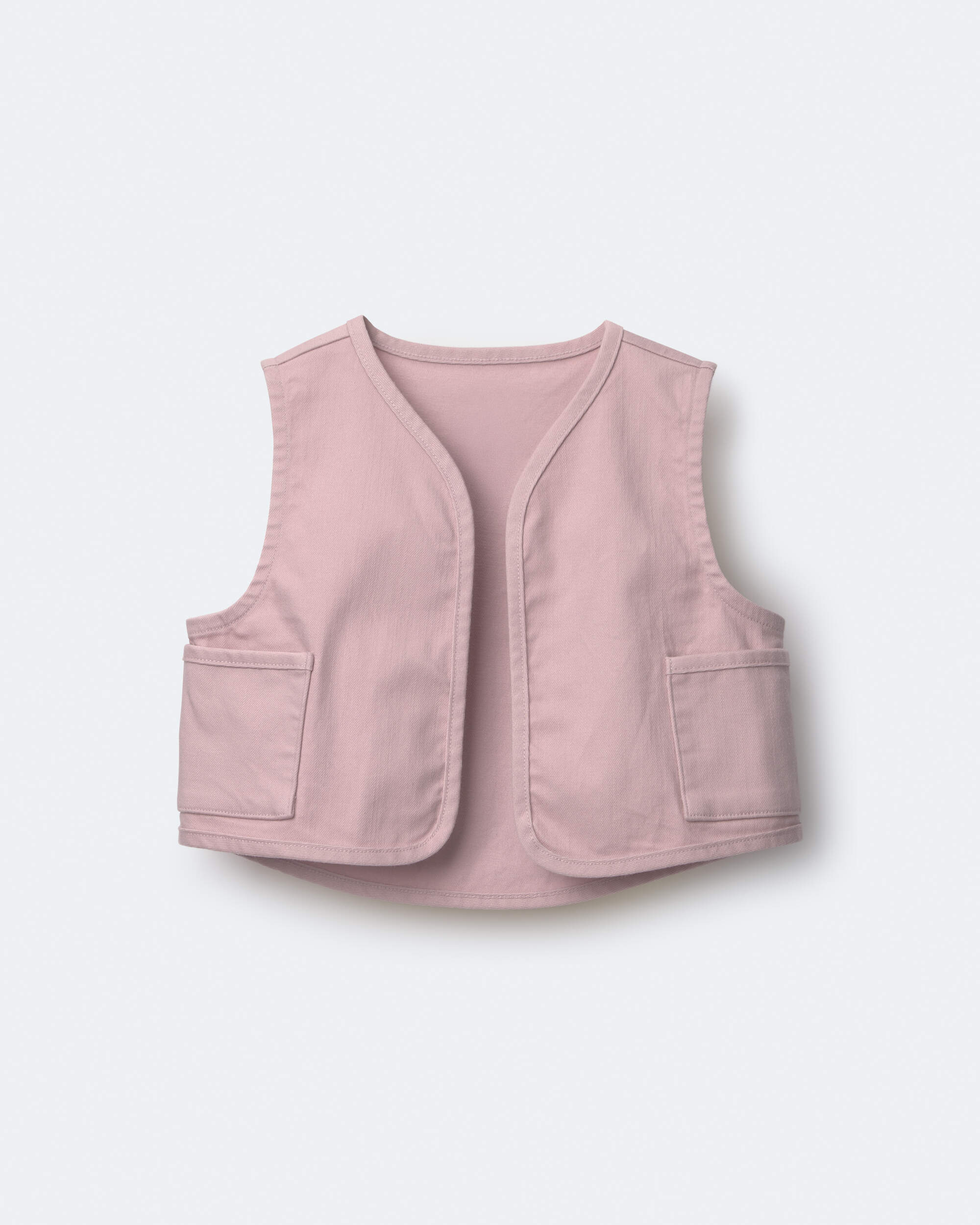 Toddler Girl Cropped Vest with Otter Pockets - Rose