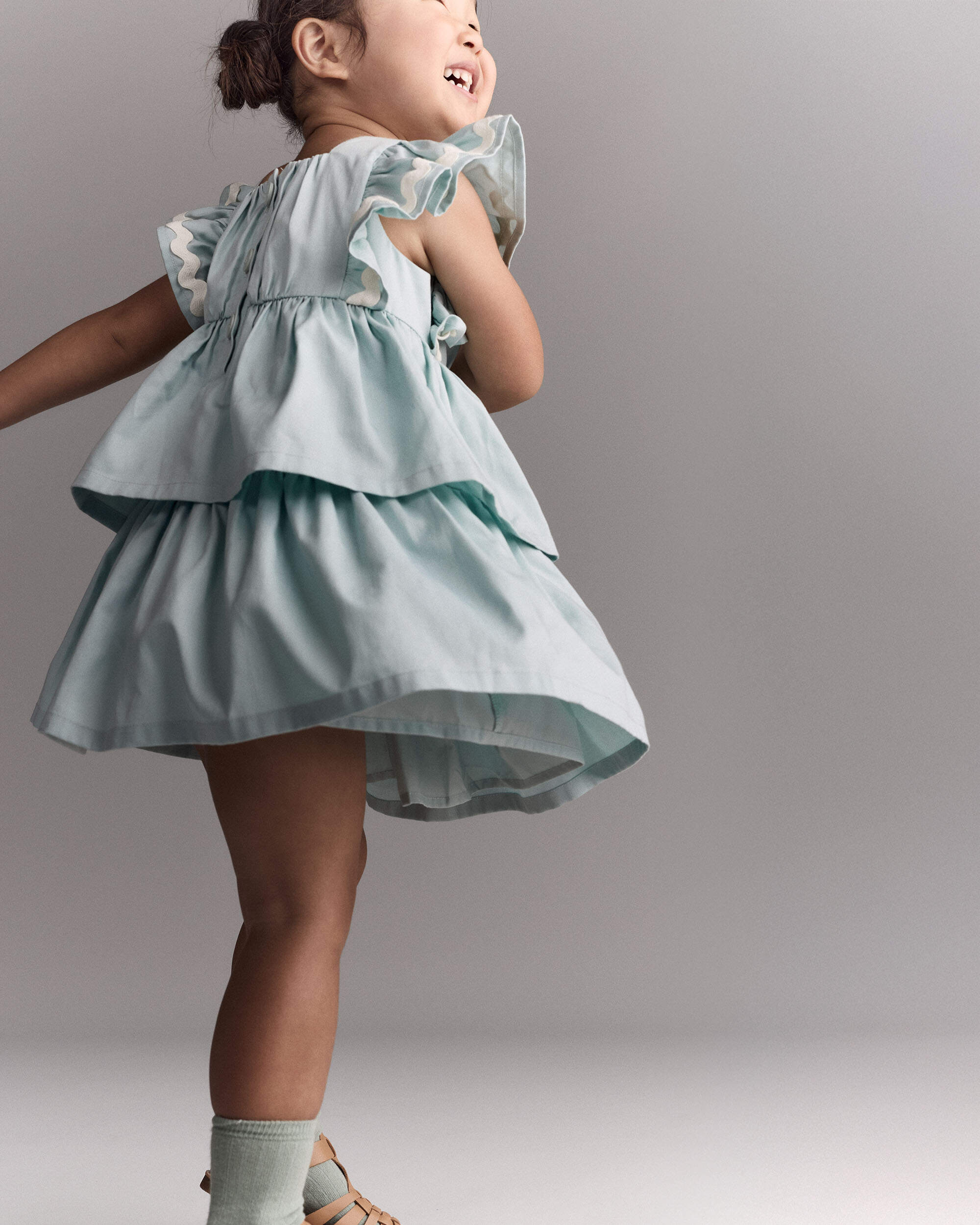 Toddler Girl Ruched Tiered Dress - Light Blue