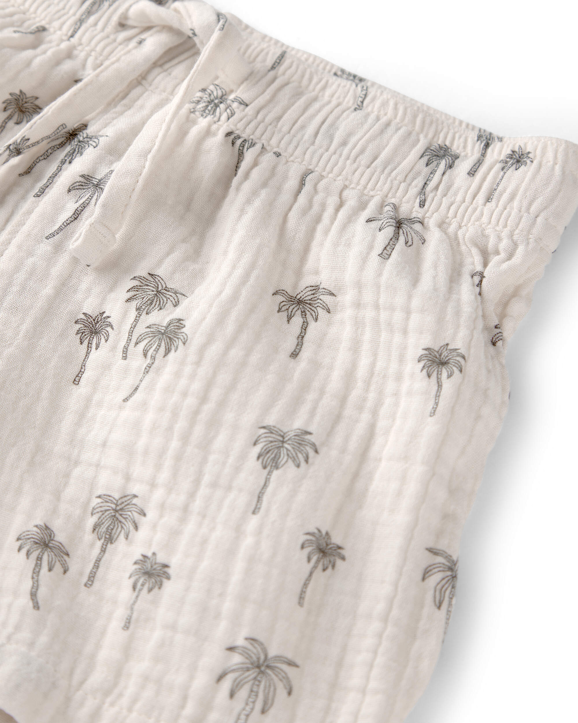 Toddler Boy 2-Piece Organic Cotton Gauze Top & Short Set Palm Trees